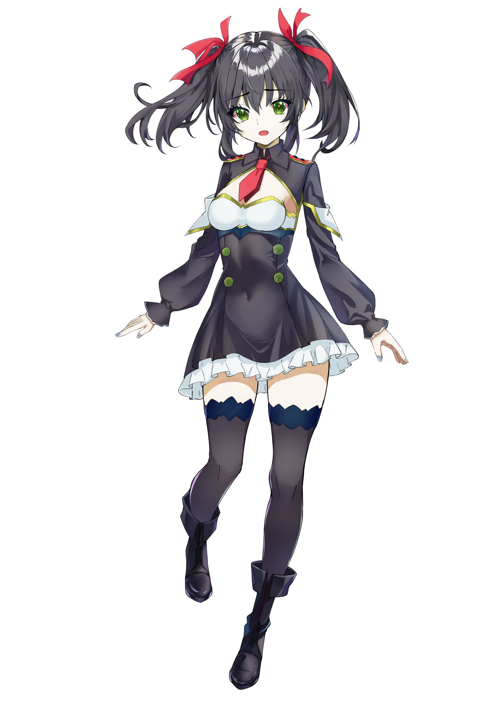 黑发双马尾插画图片壁纸
