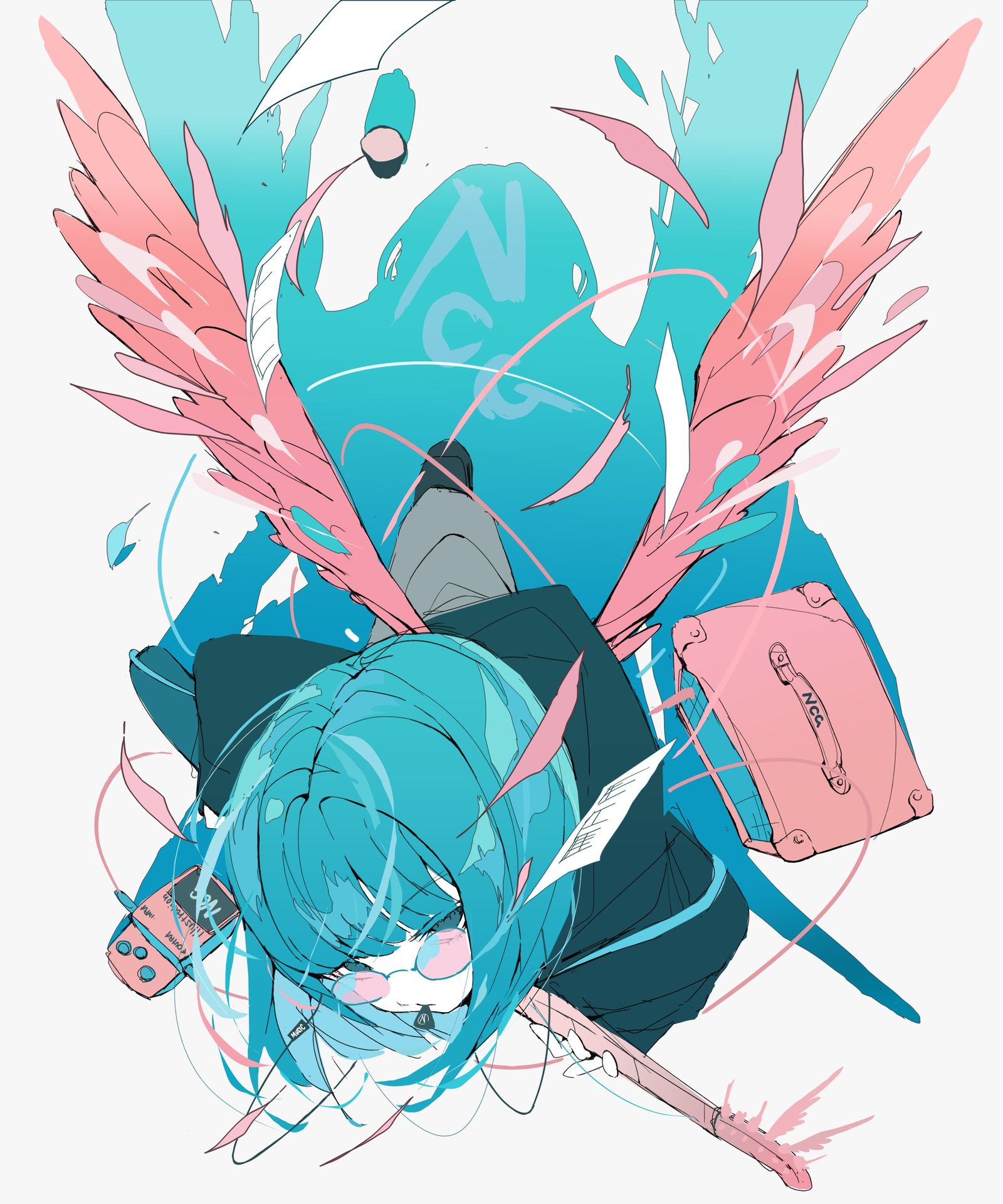 听听这首歌，我要飞了。插画图片壁纸