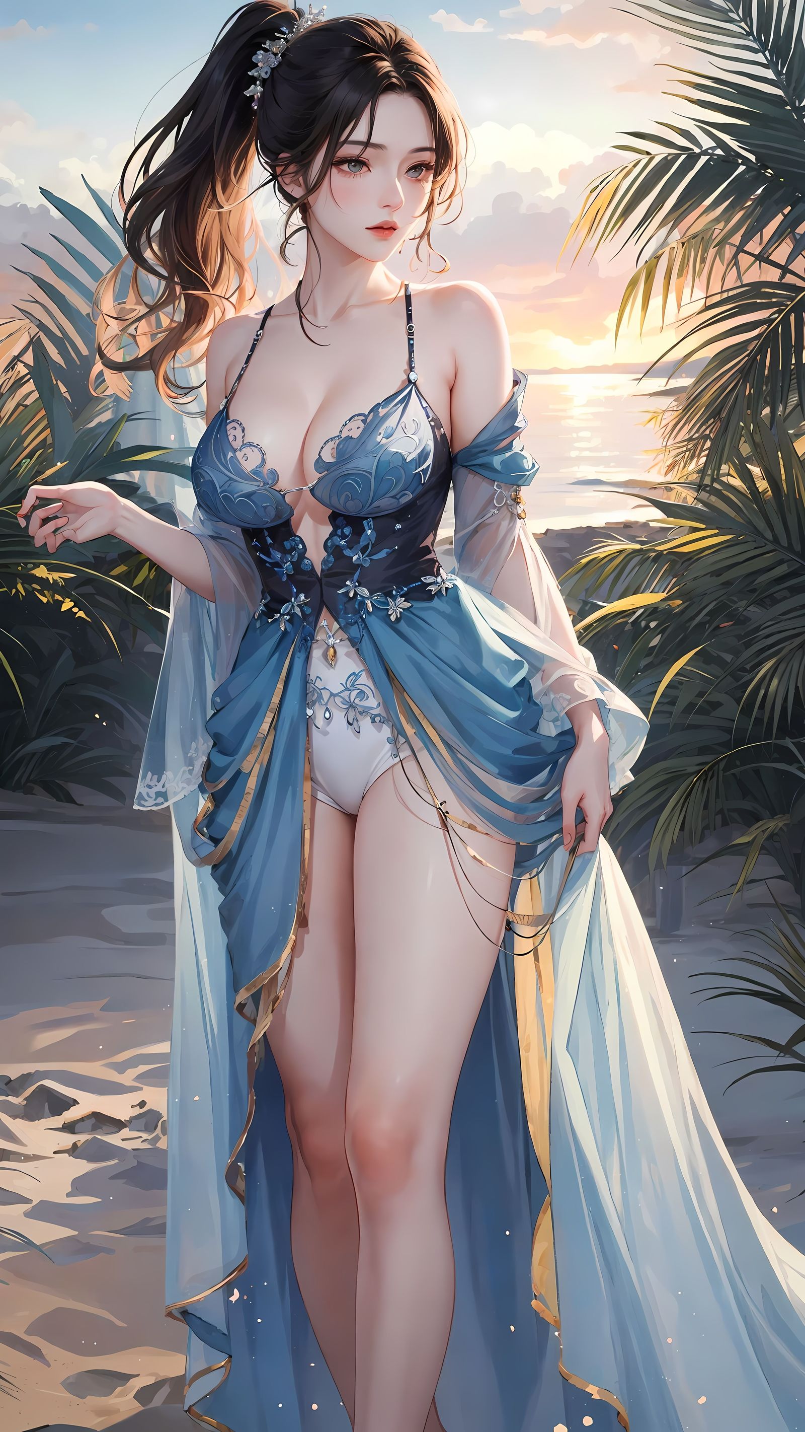 美女如花，倾城之姿。