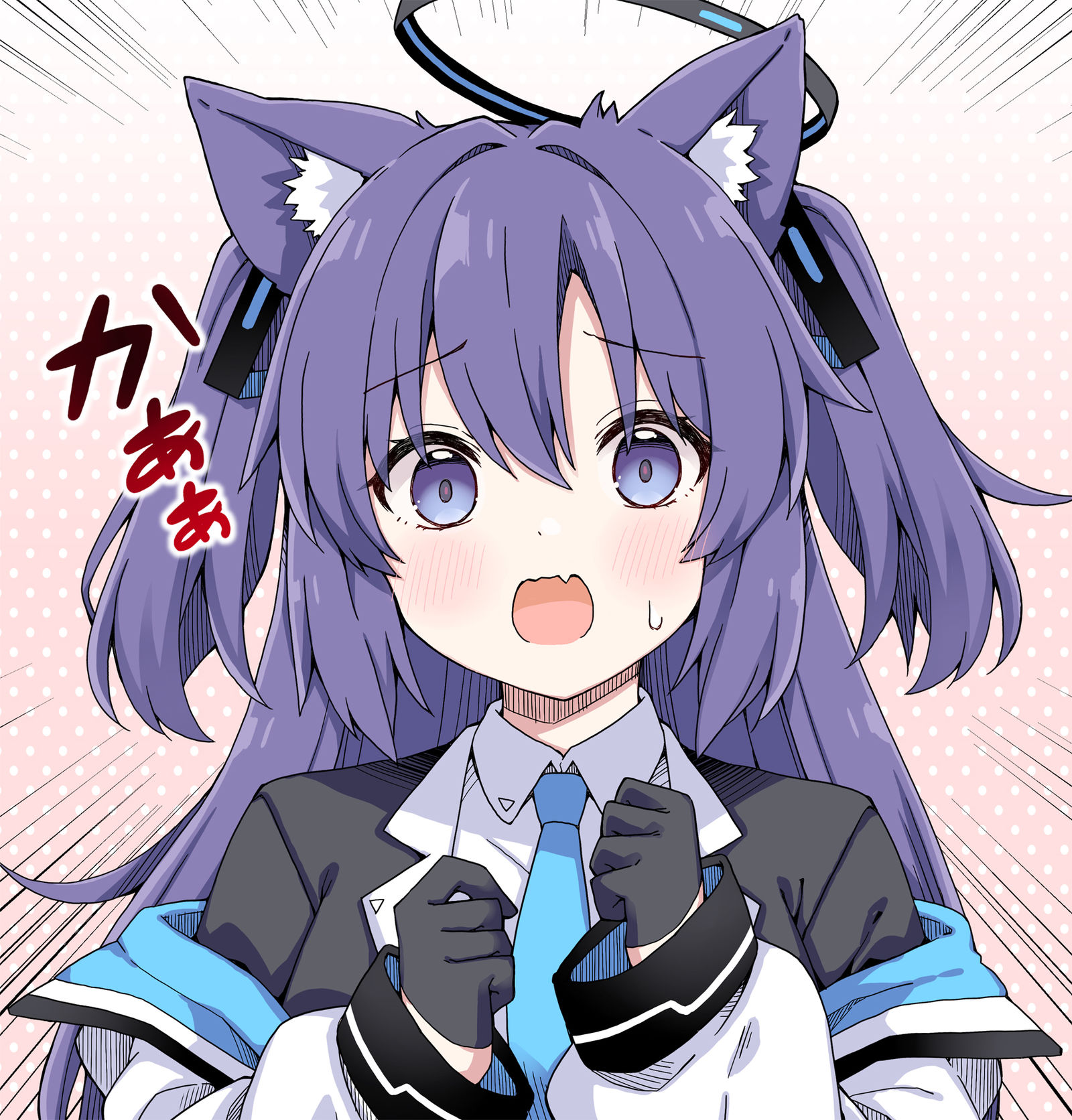 害羞的猫耳插画图片壁纸