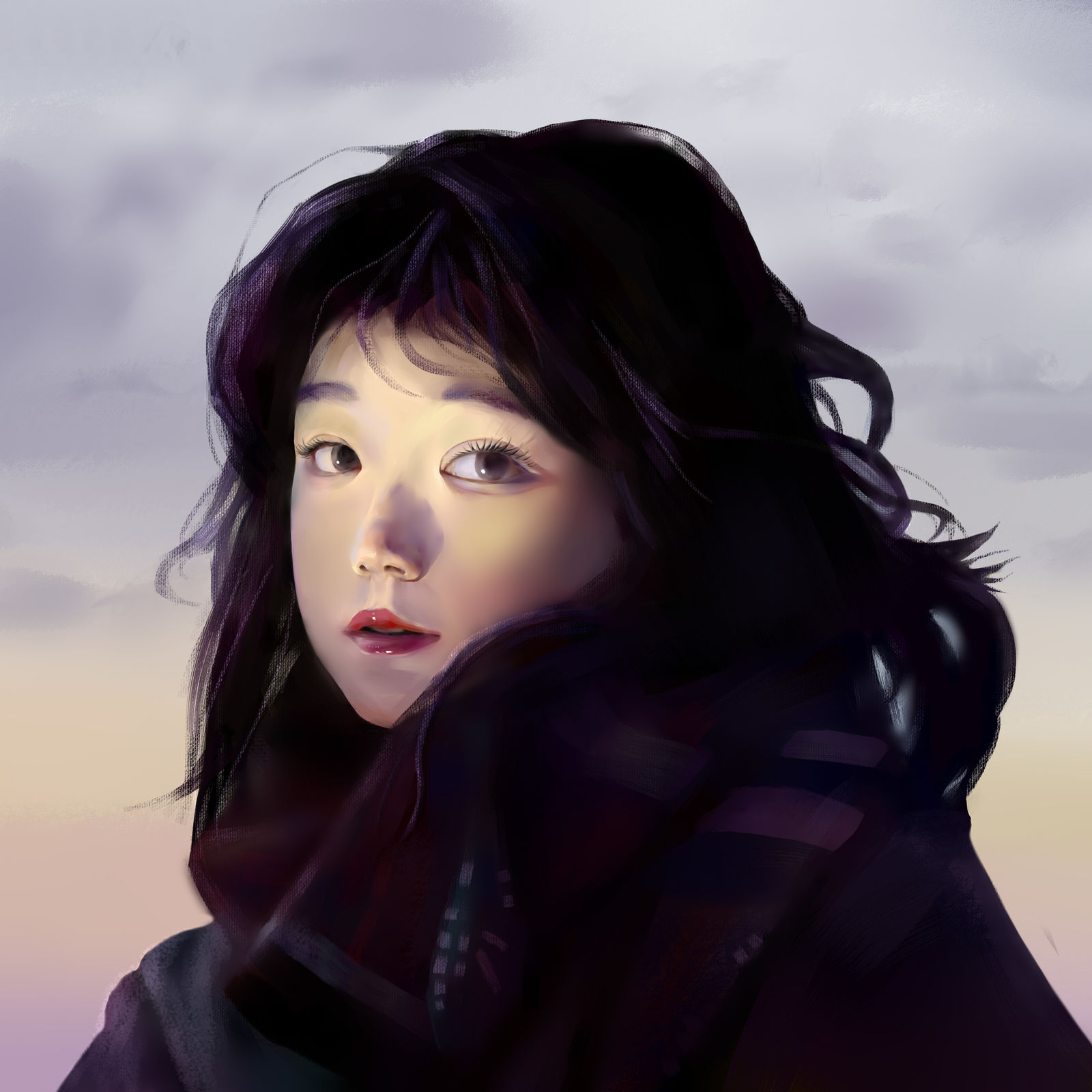 夕阳红插画图片壁纸