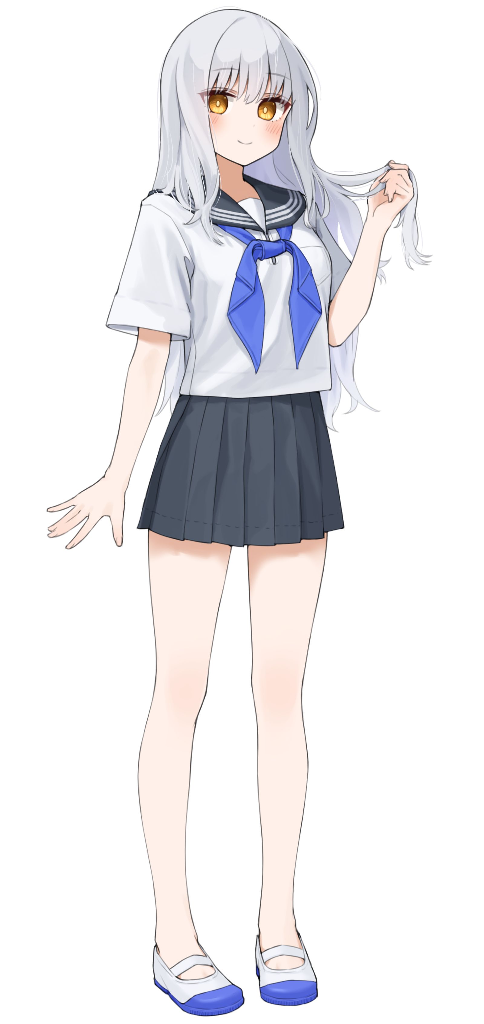 赤脚穿JK插画图片壁纸