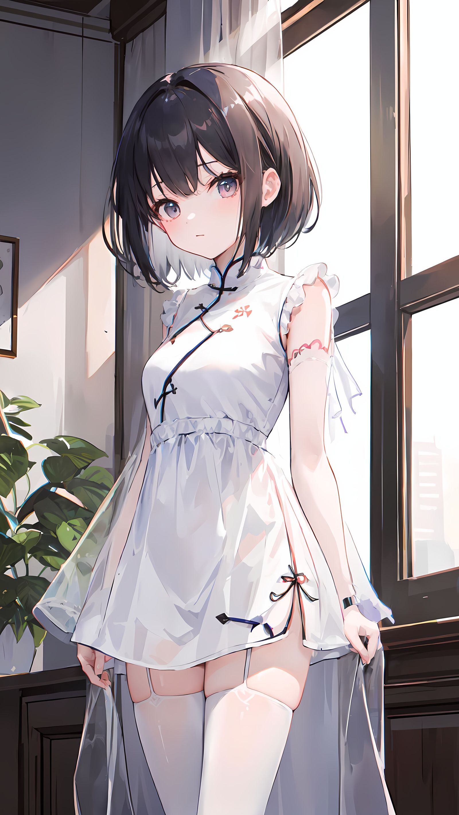 白丝旗袍插画图片壁纸