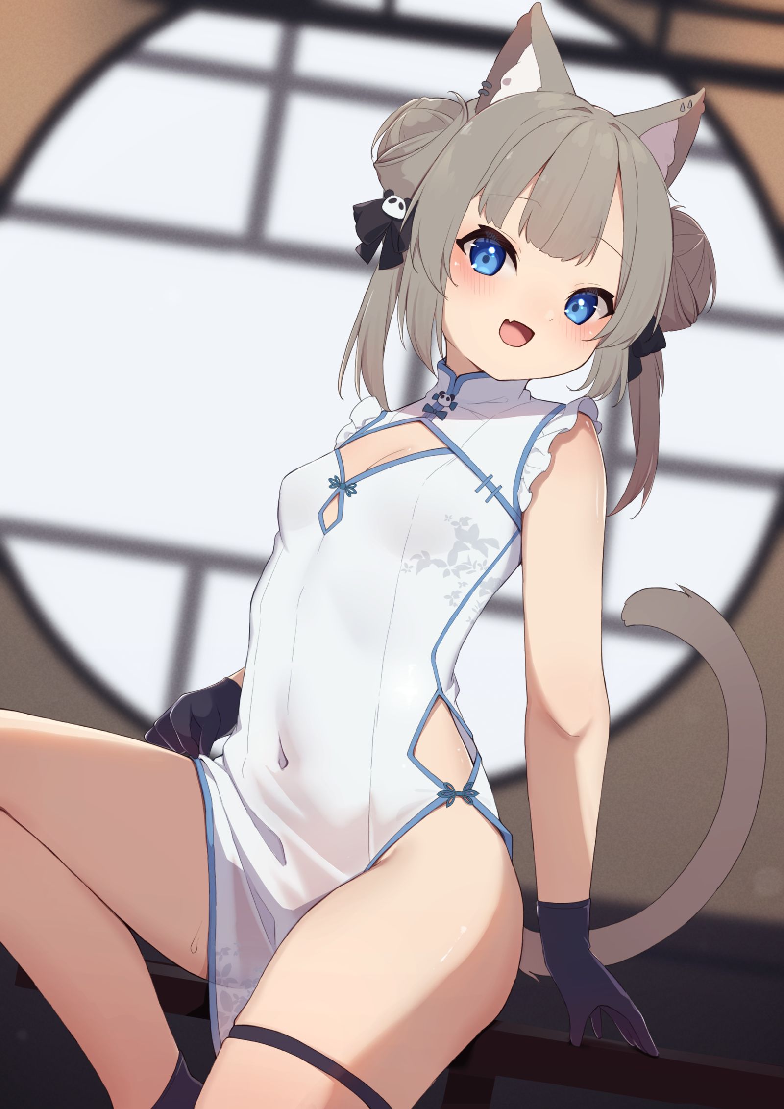 旗袍小猫插画图片壁纸