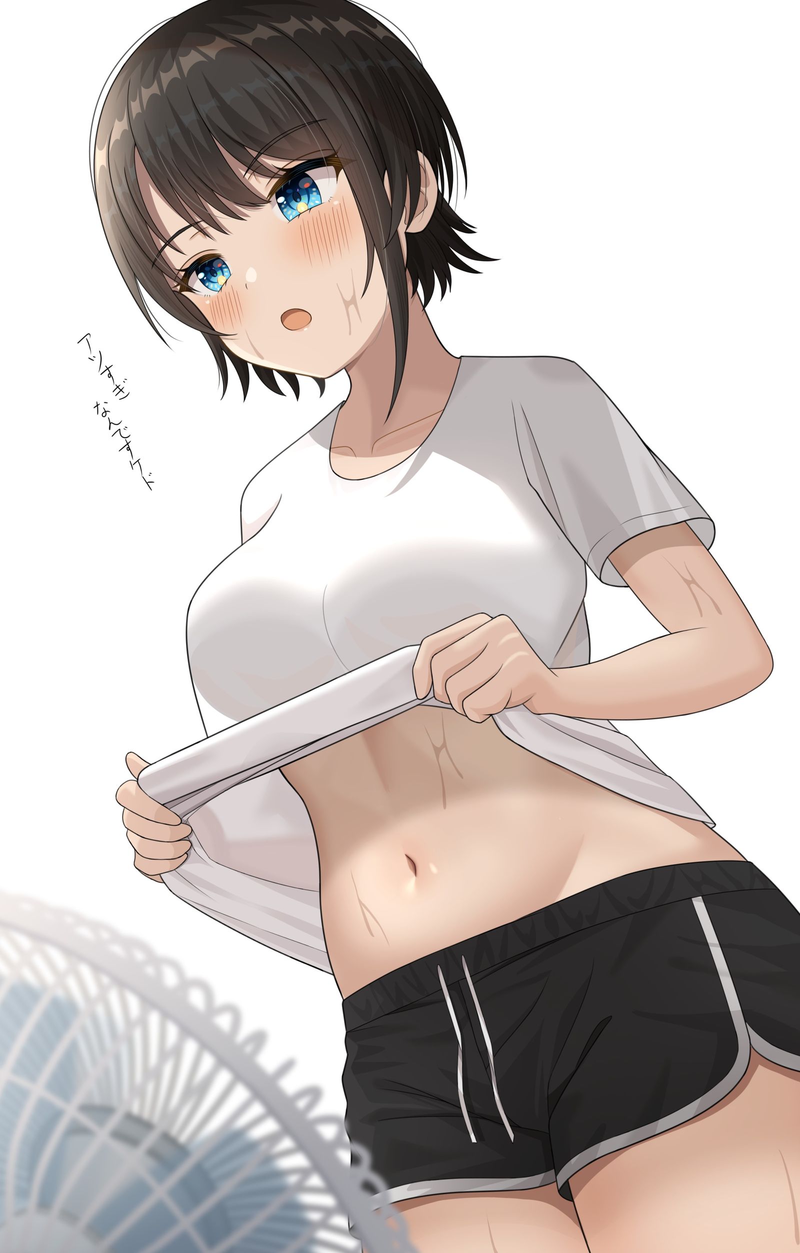用电风扇乘凉的斯巴鲁插画图片壁纸