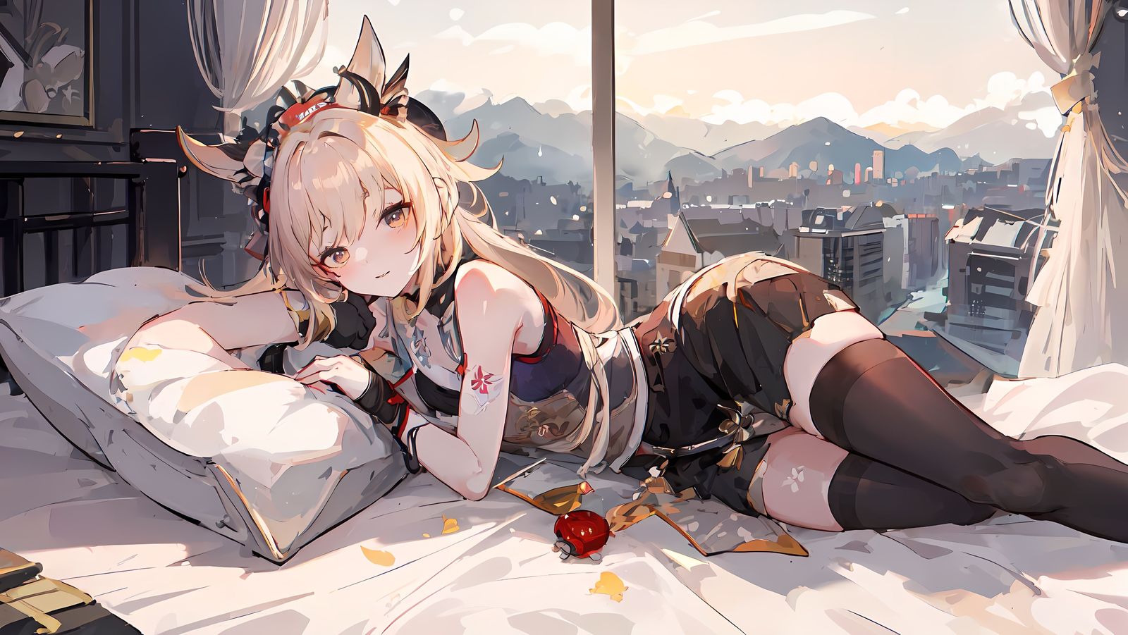 躺在床上插画图片壁纸
