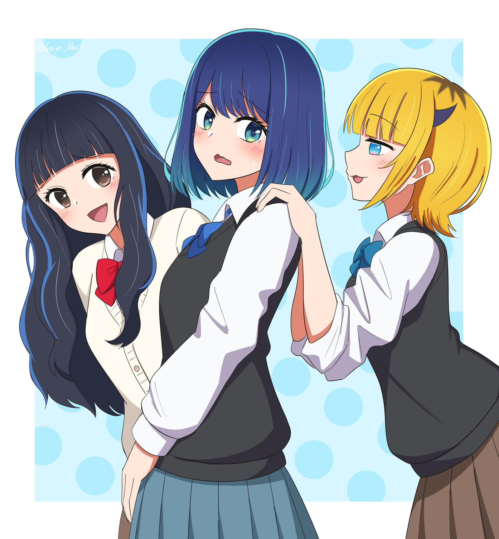 现在是JK3人组插画图片壁纸