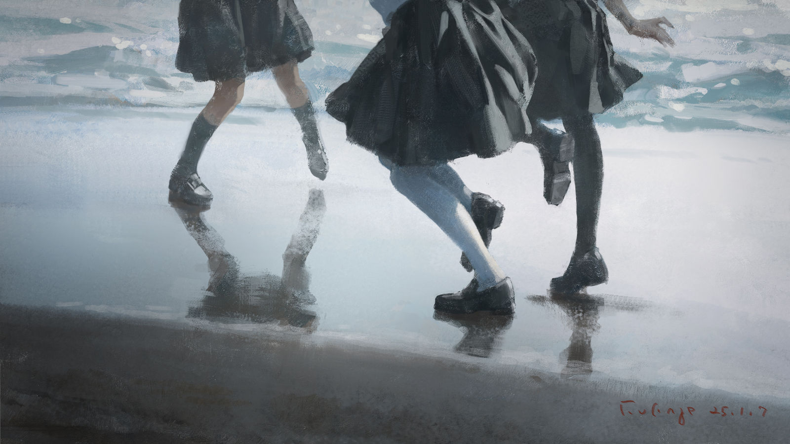 海边的三人组-原创女孩子