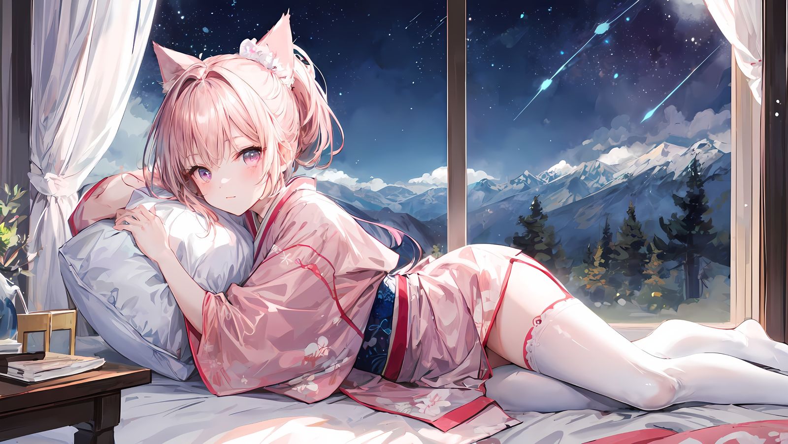 躺在床上插画图片壁纸
