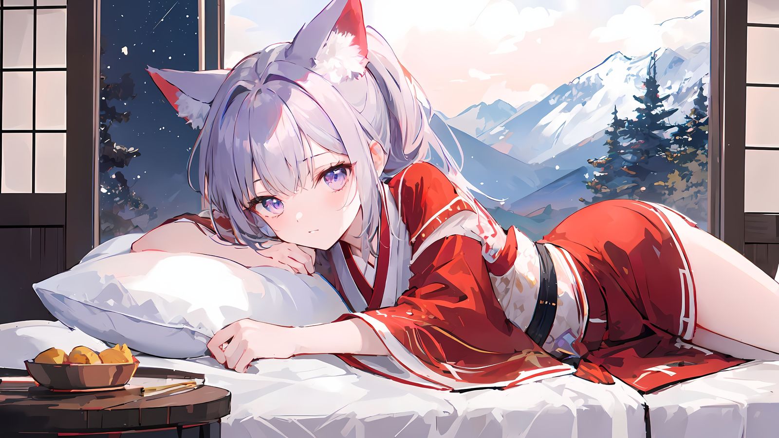 躺在床上插画图片壁纸