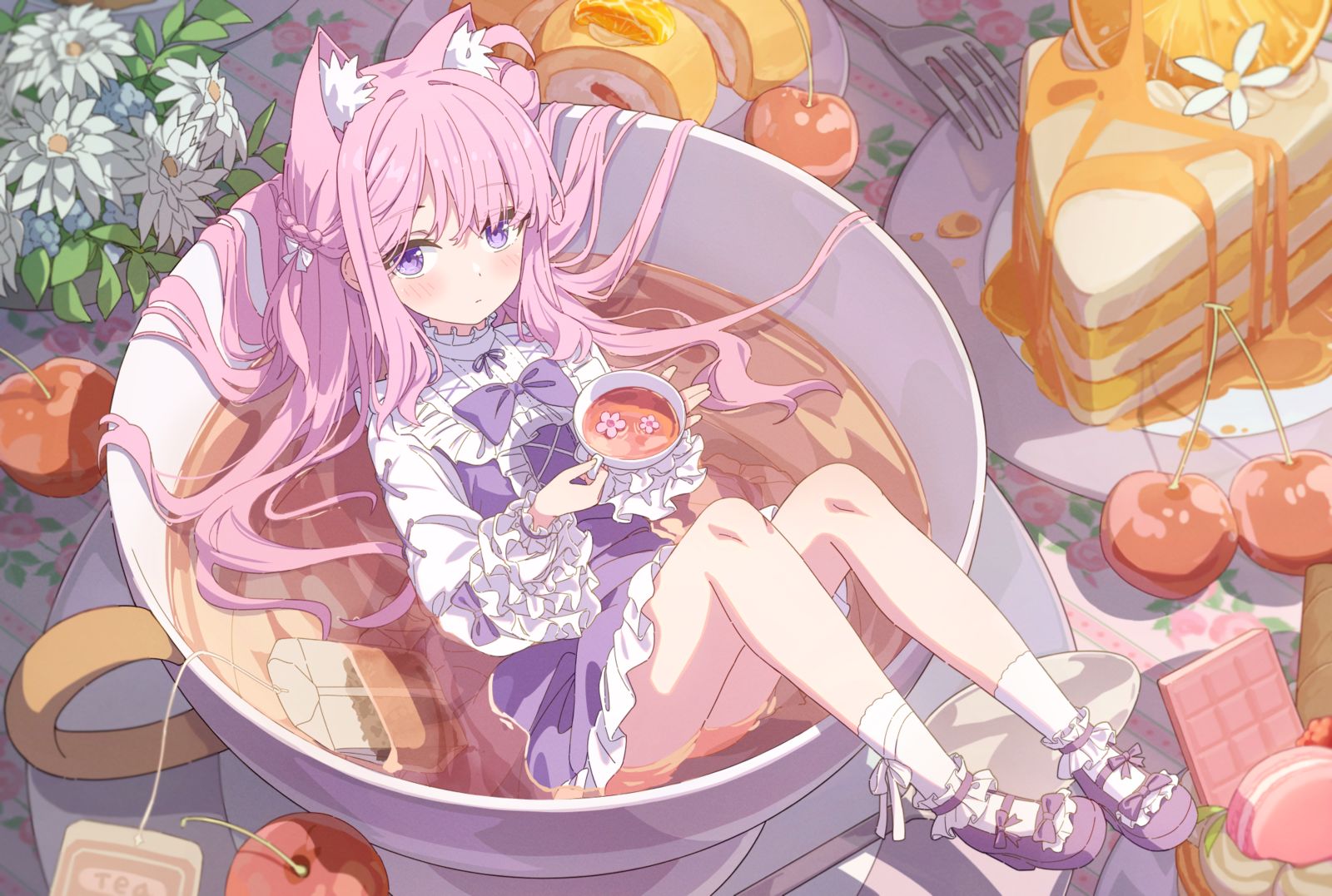 Tea time插画图片壁纸