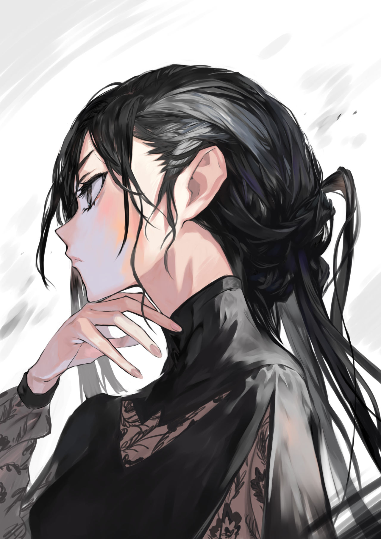 黒髪插画图片壁纸
