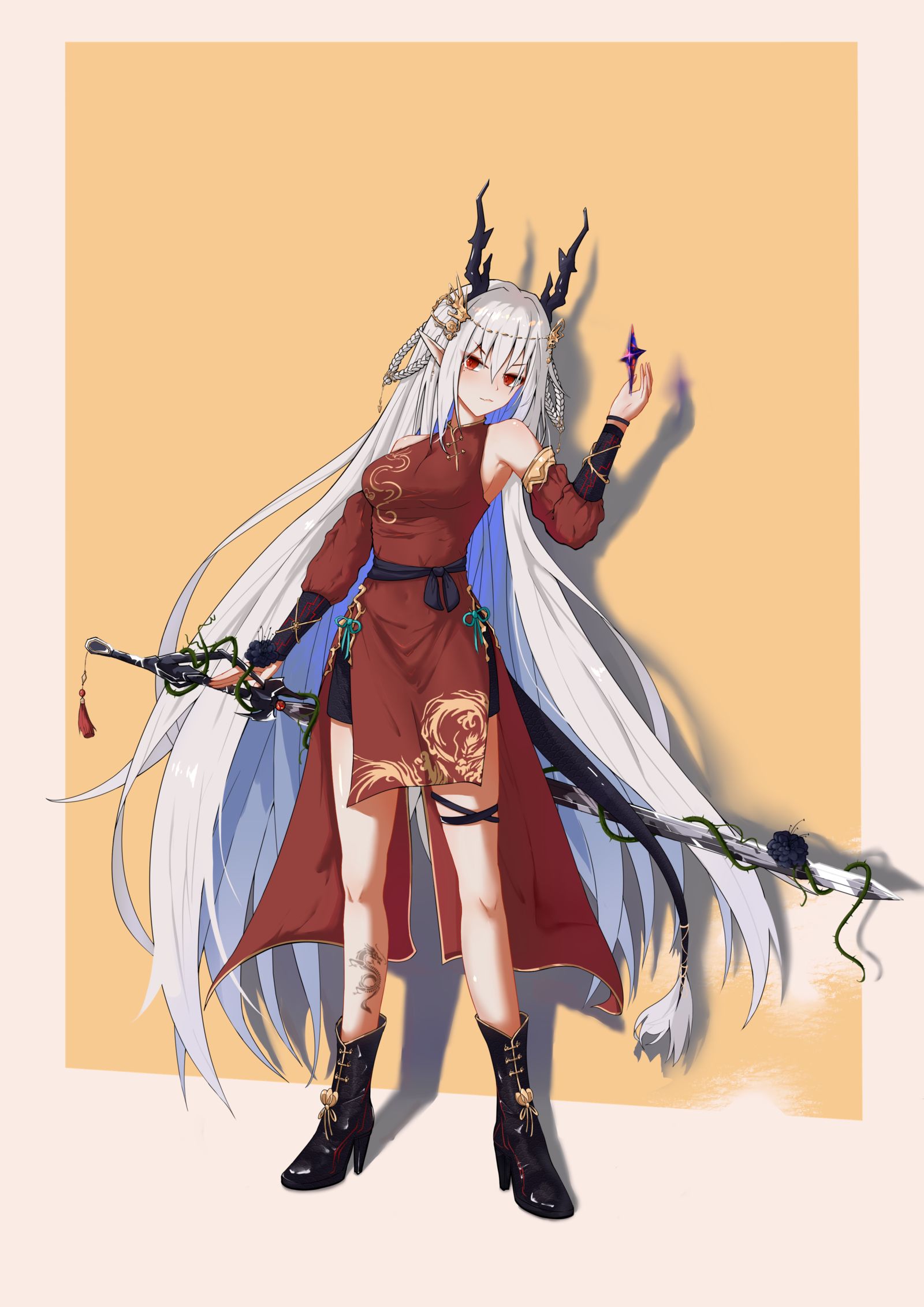 白发赤瞳龙娘
