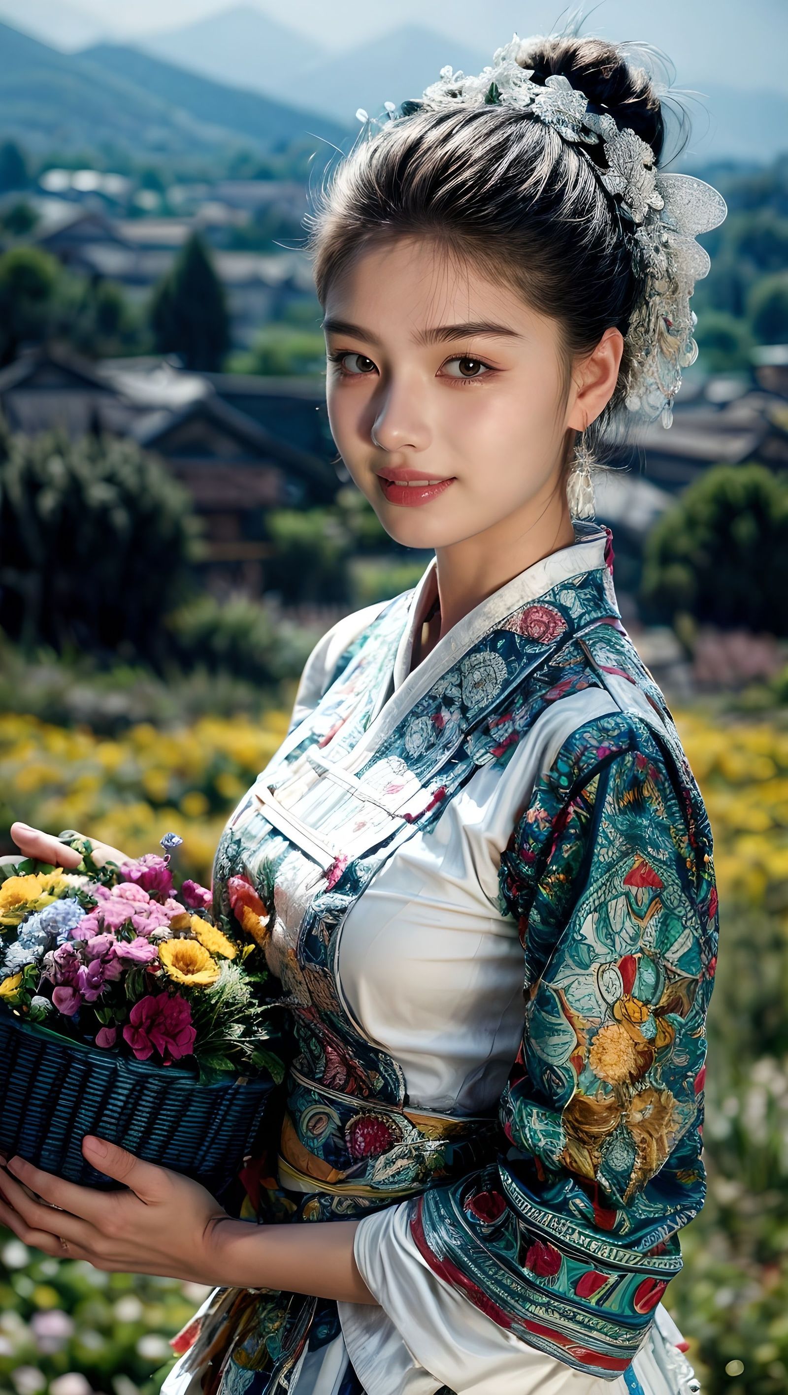 采菊东篱下插画图片壁纸