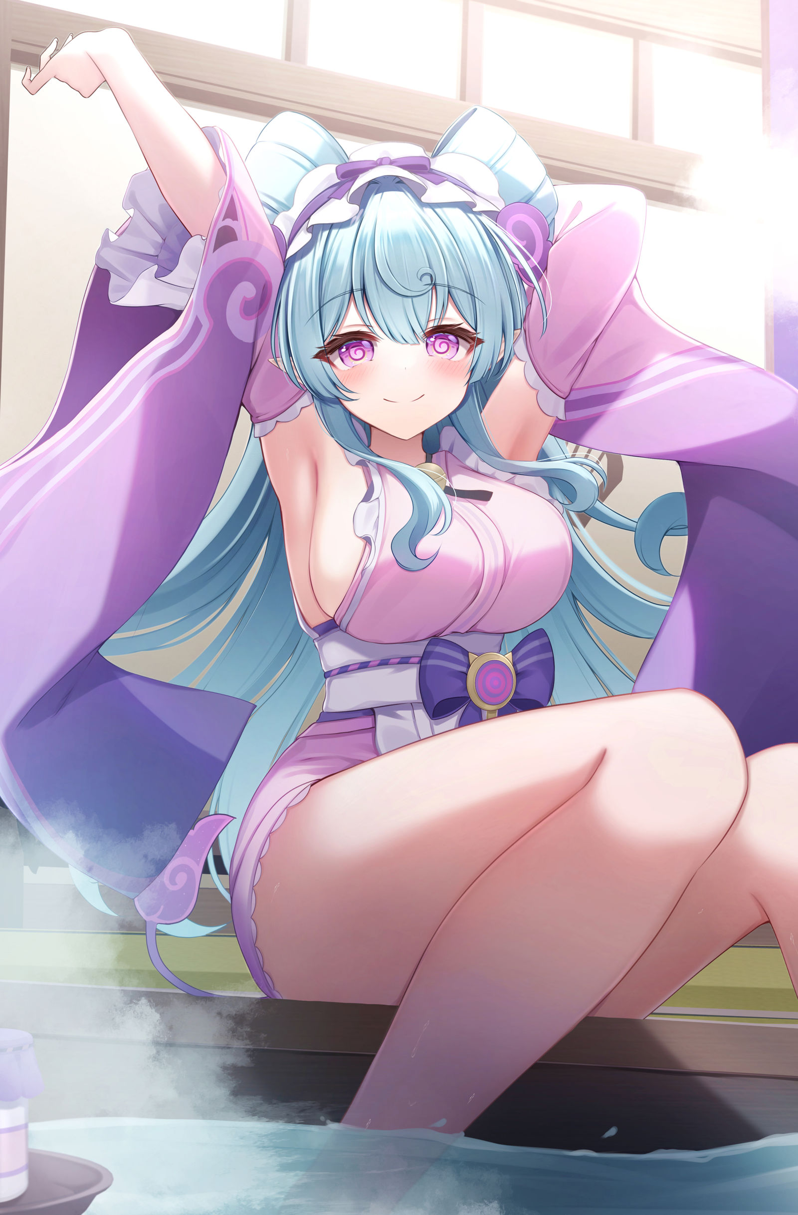 梦见月瑞希与温泉插画图片壁纸