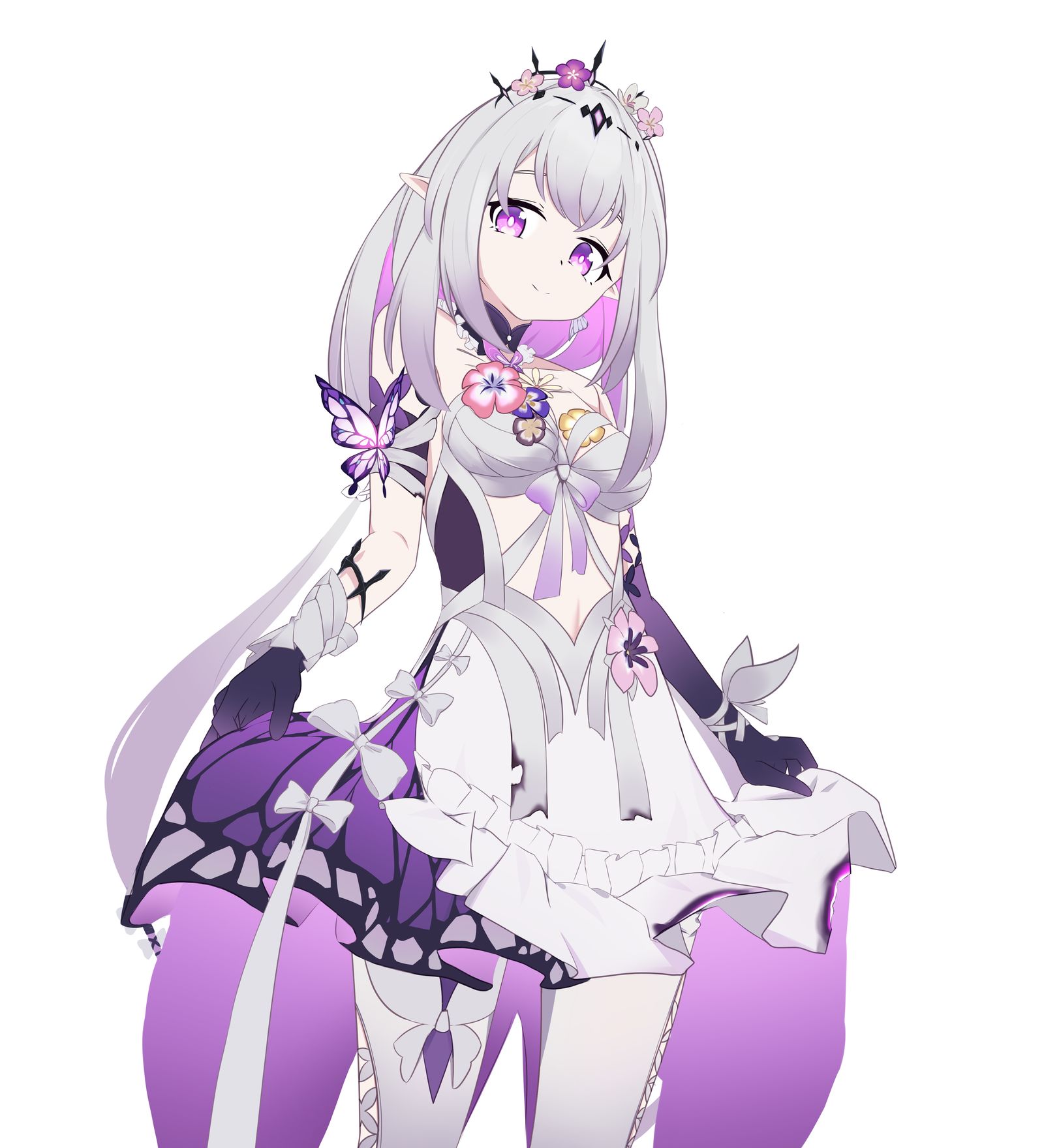 提小裙的小蝴蝶插画图片壁纸
