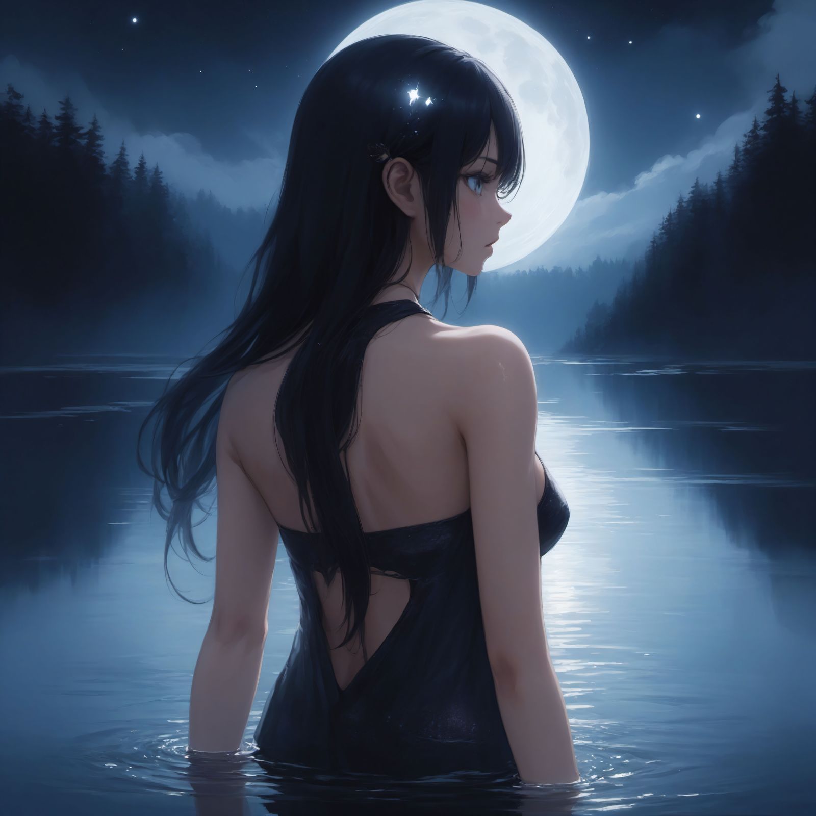 心上人天上月插画图片壁纸