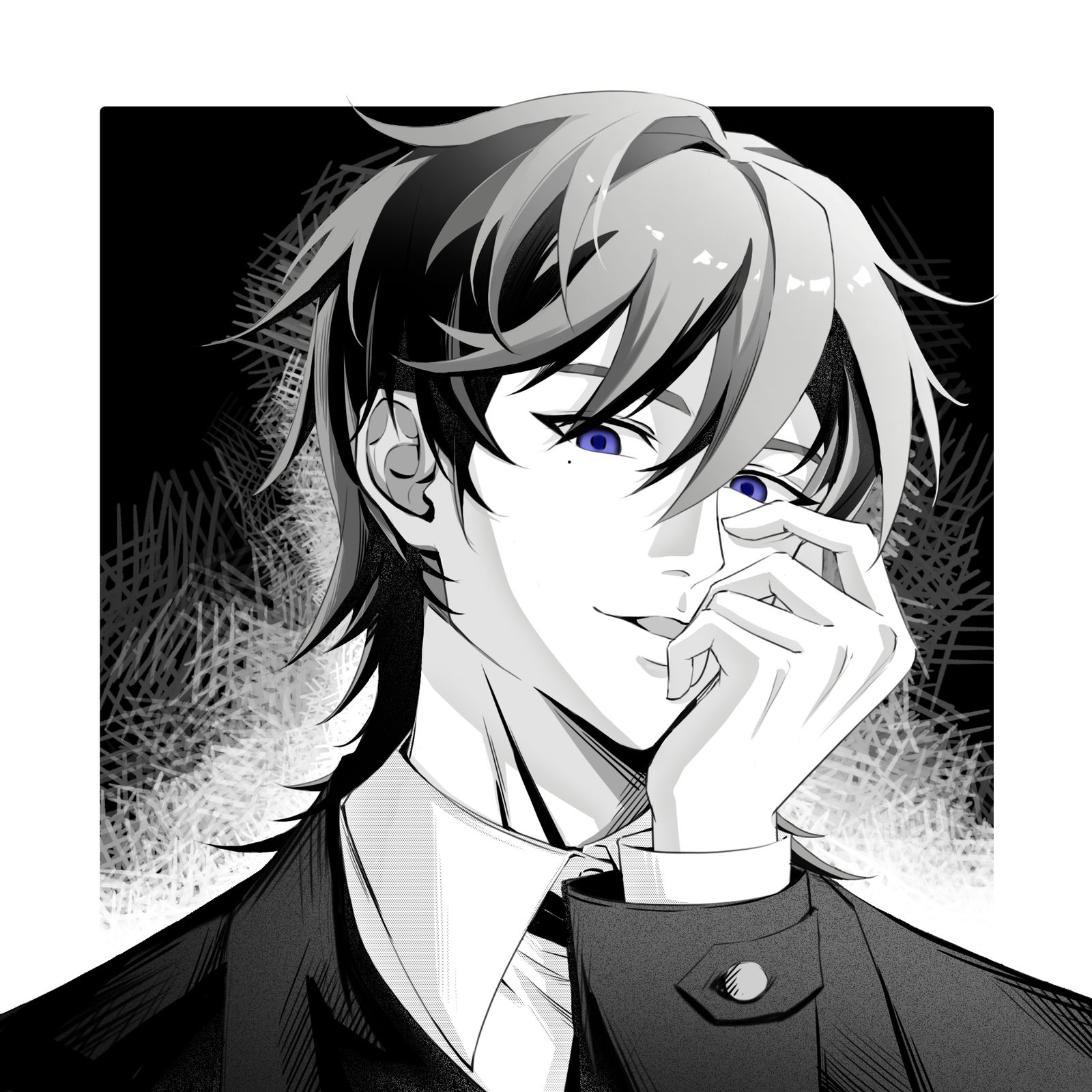 黑白男生头1-黑白绘画