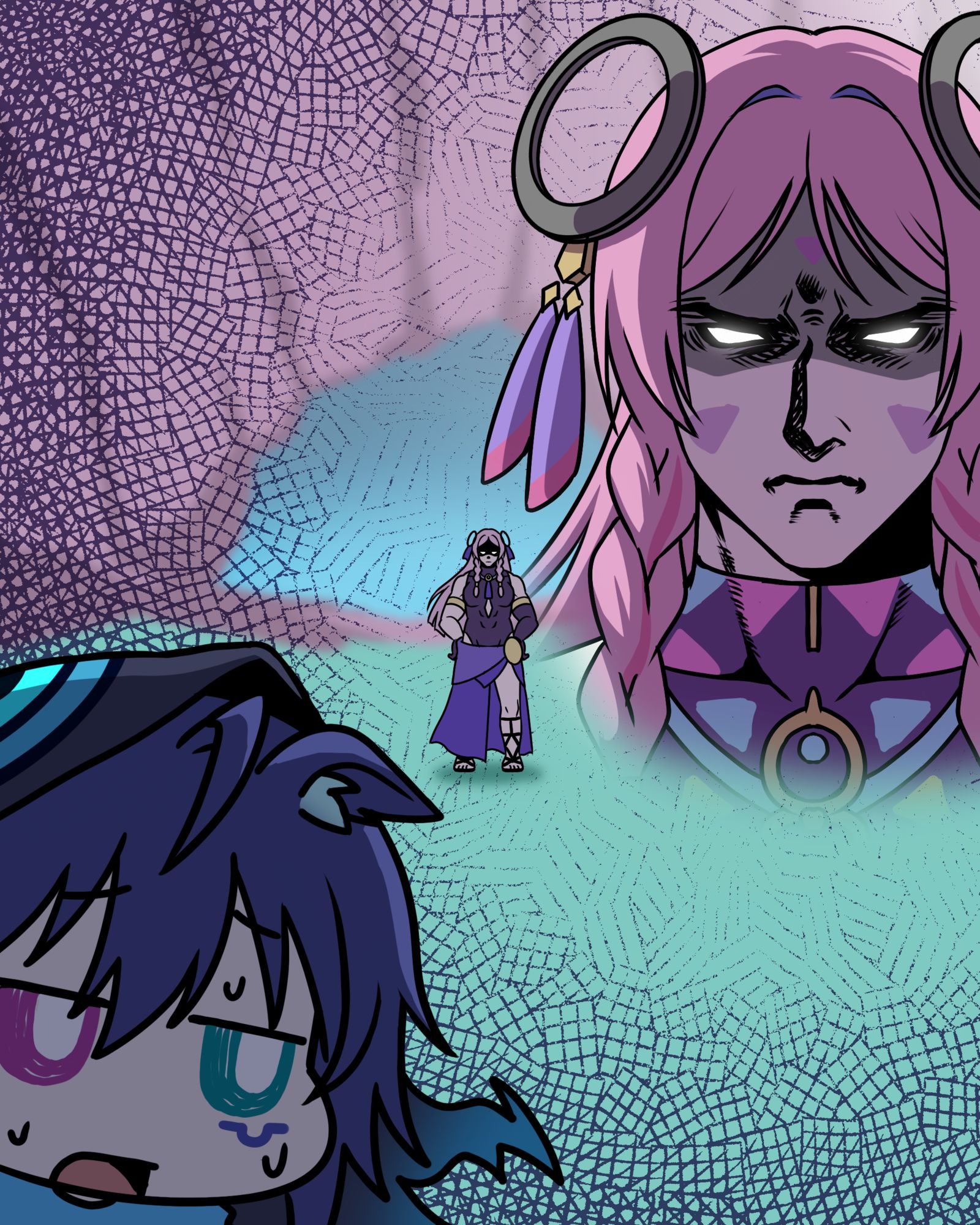 孙子和祖母插画图片壁纸