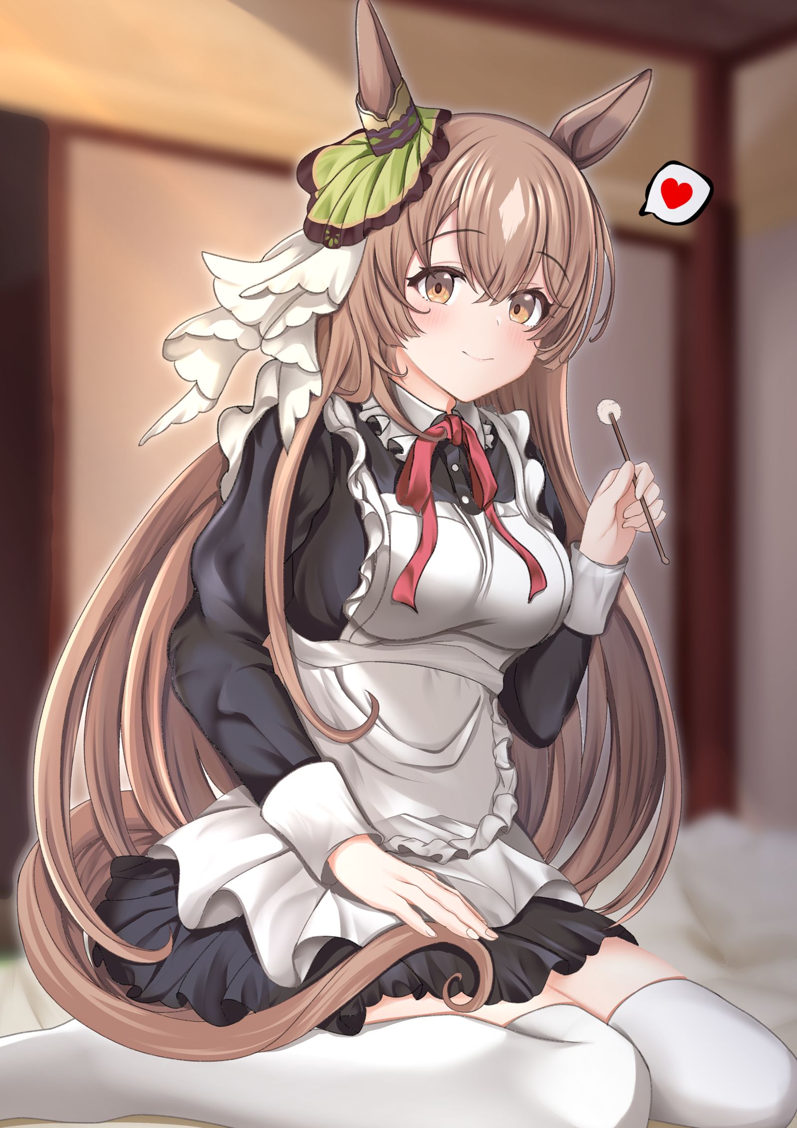 女仆钻石的甜蜜膝枕插画图片壁纸