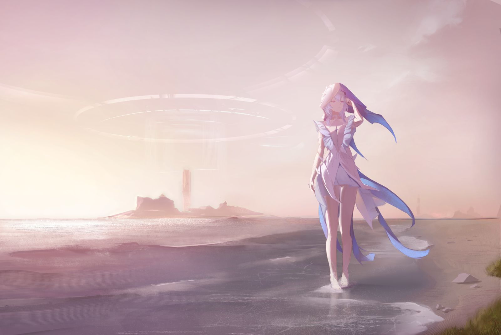 Shore and Butterfly插画图片壁纸