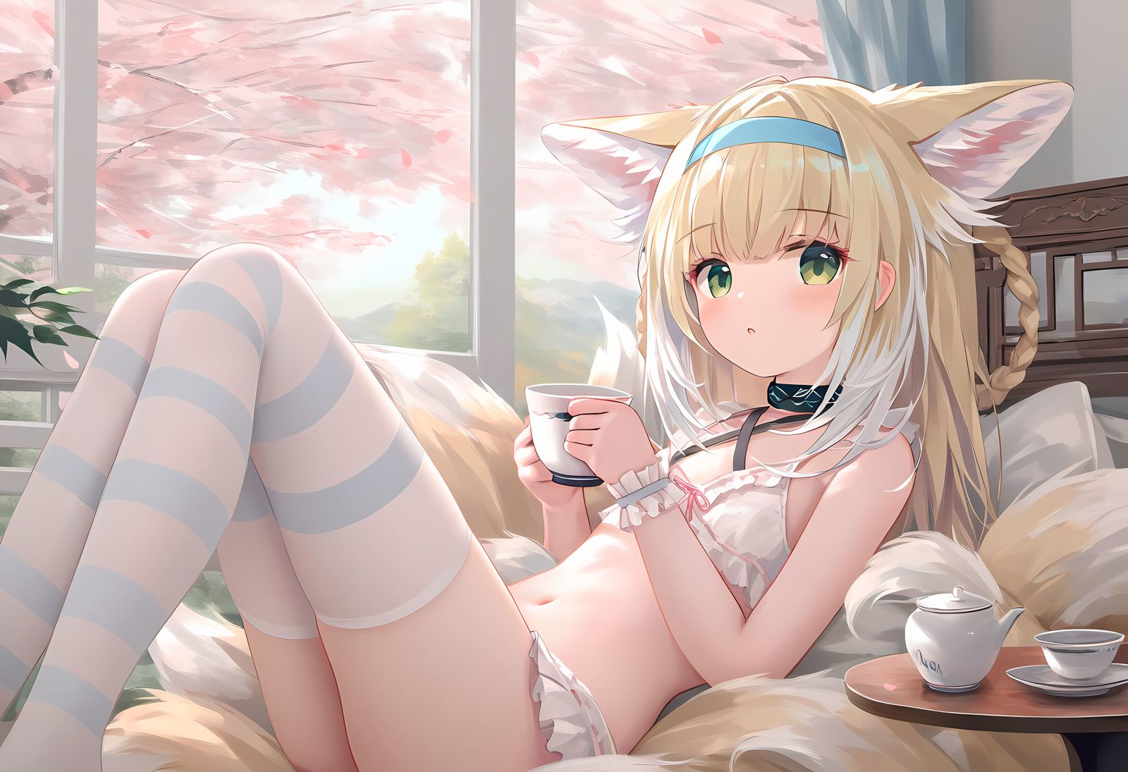 铃兰的惬意时光插画图片壁纸