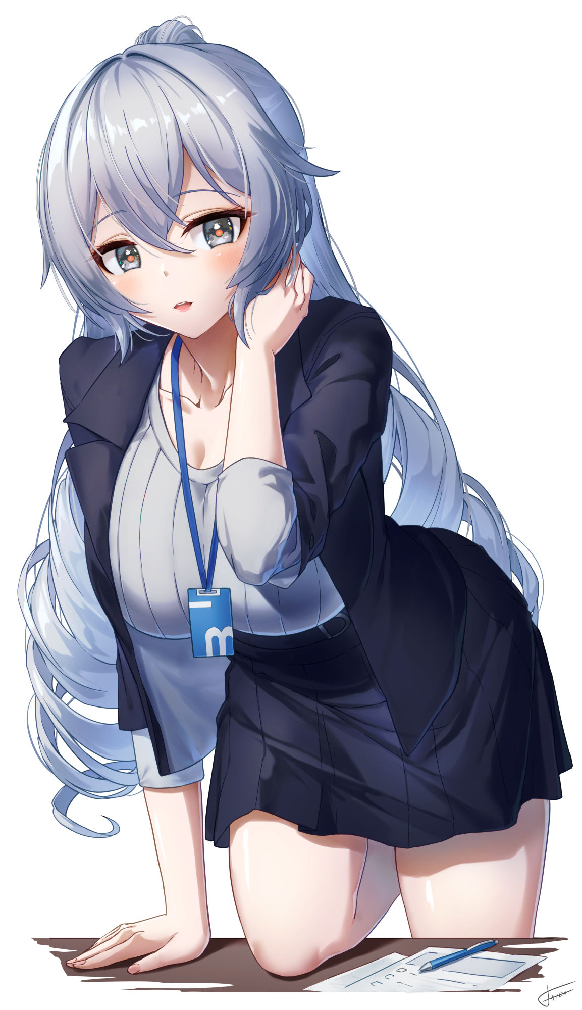 “我和布洛尼亚前辈加班♥～」插画图片壁纸