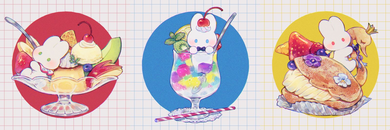 棉花糖兔咖啡插画图片壁纸