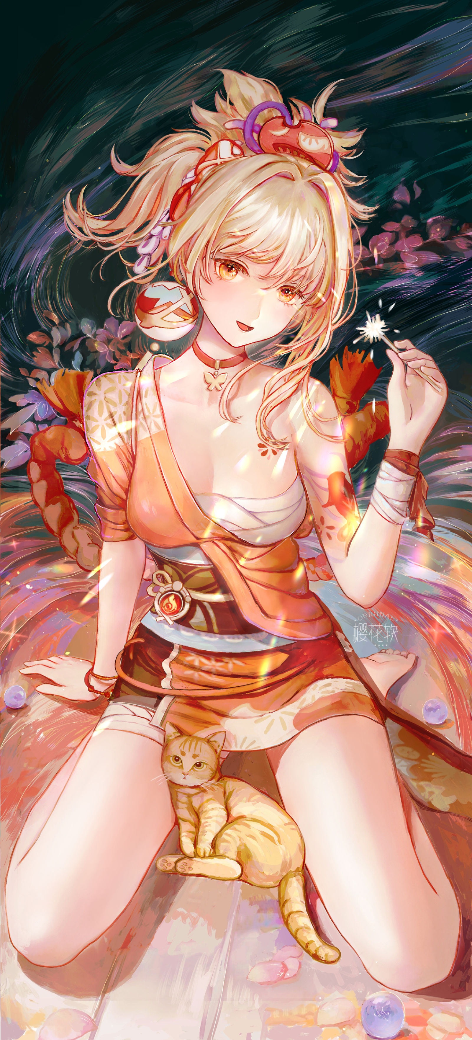 金鱼花火，宵宫插画图片壁纸