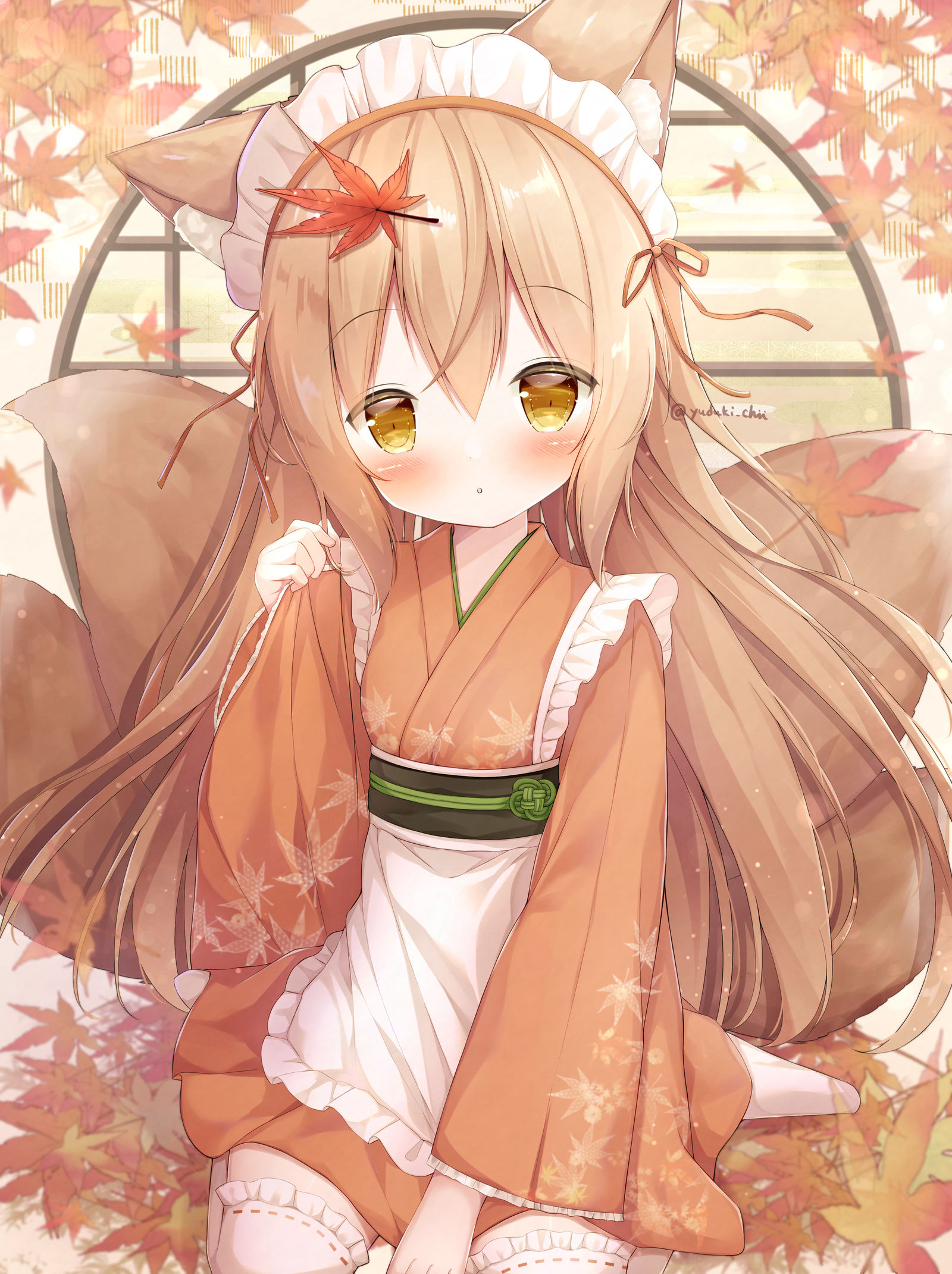 秋色的毛茸茸插画图片壁纸