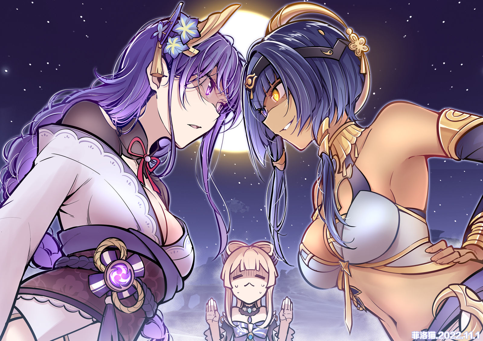 雷电将军X坎蒂丝插画图片壁纸