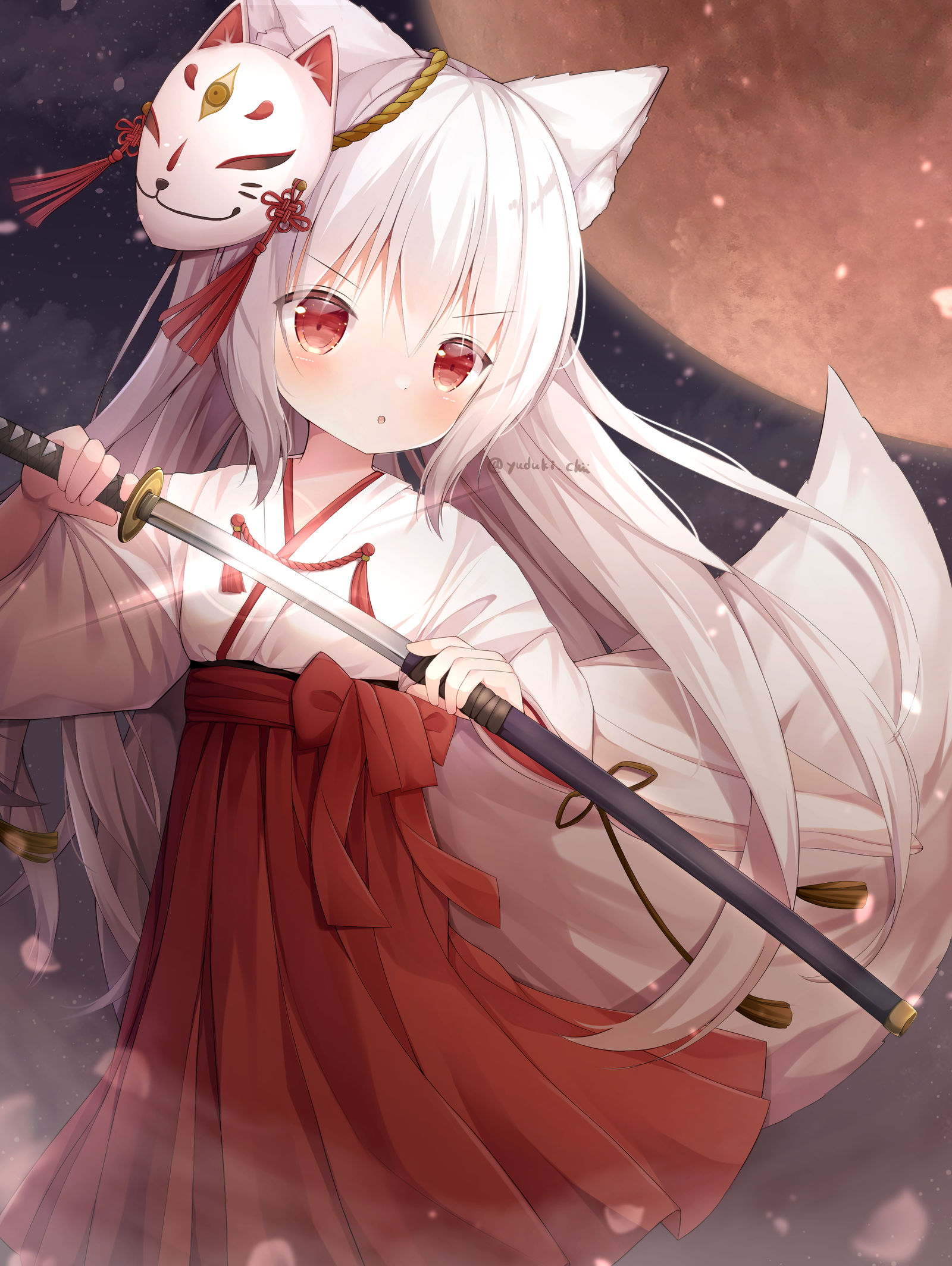 赤月插画图片壁纸