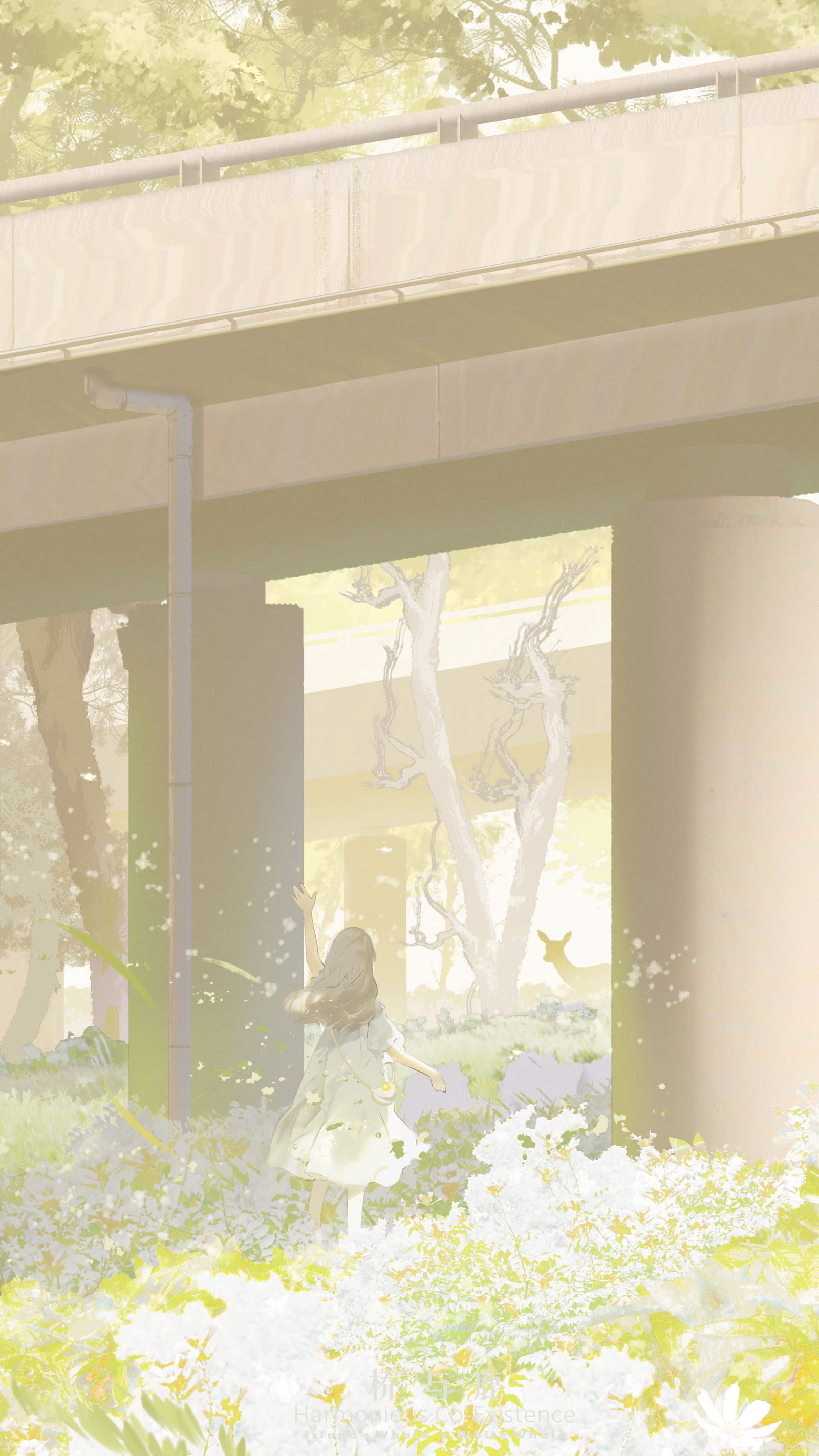 《 Bridge and Deer 》插画图片壁纸