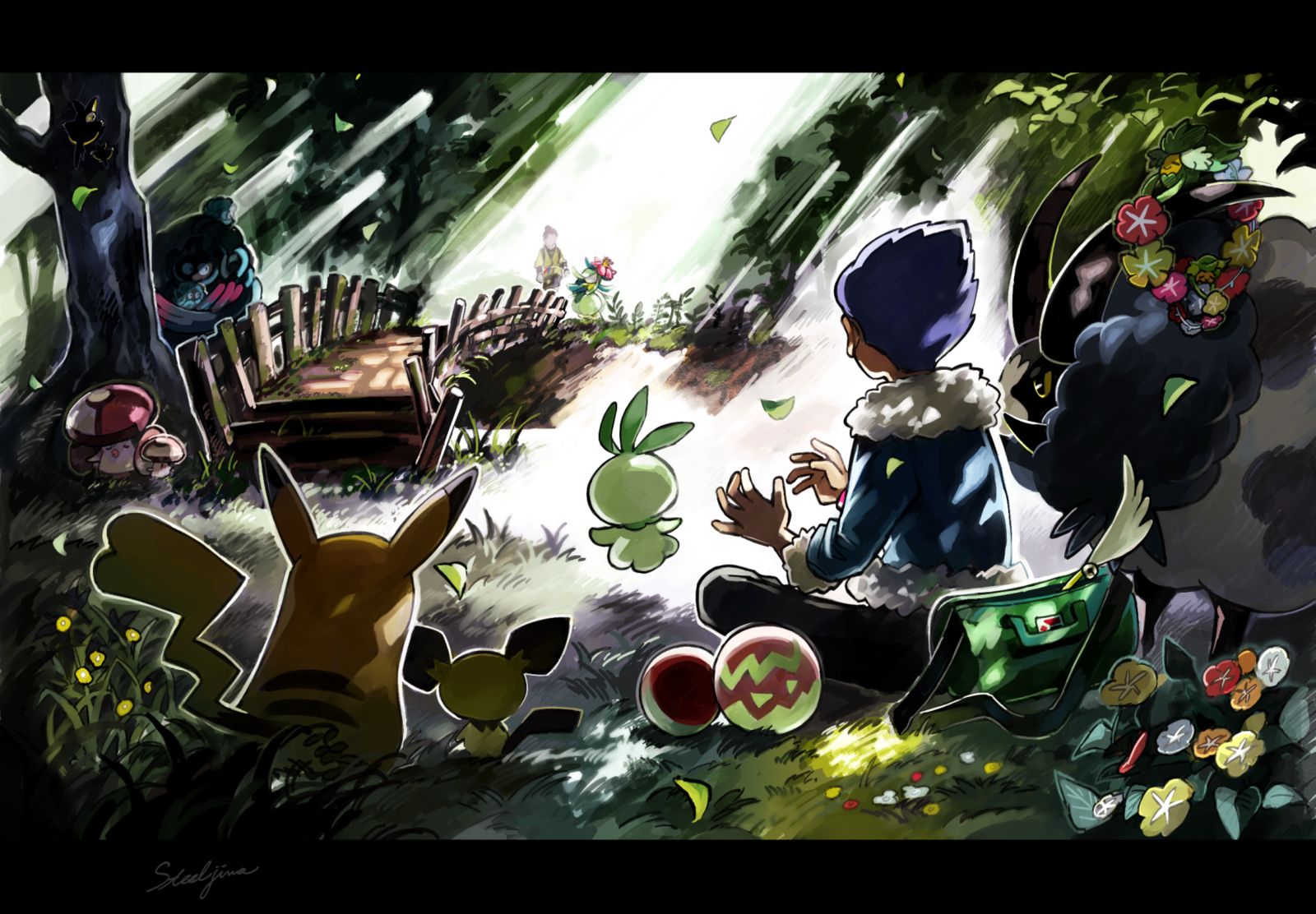 在森林里插画图片壁纸