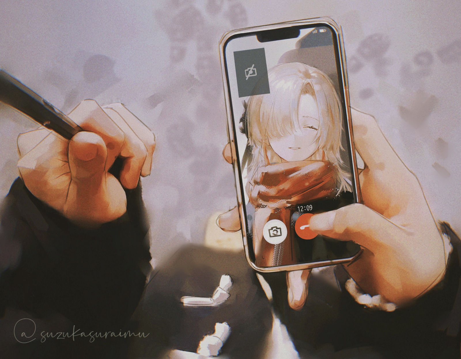 通話中插画图片壁纸