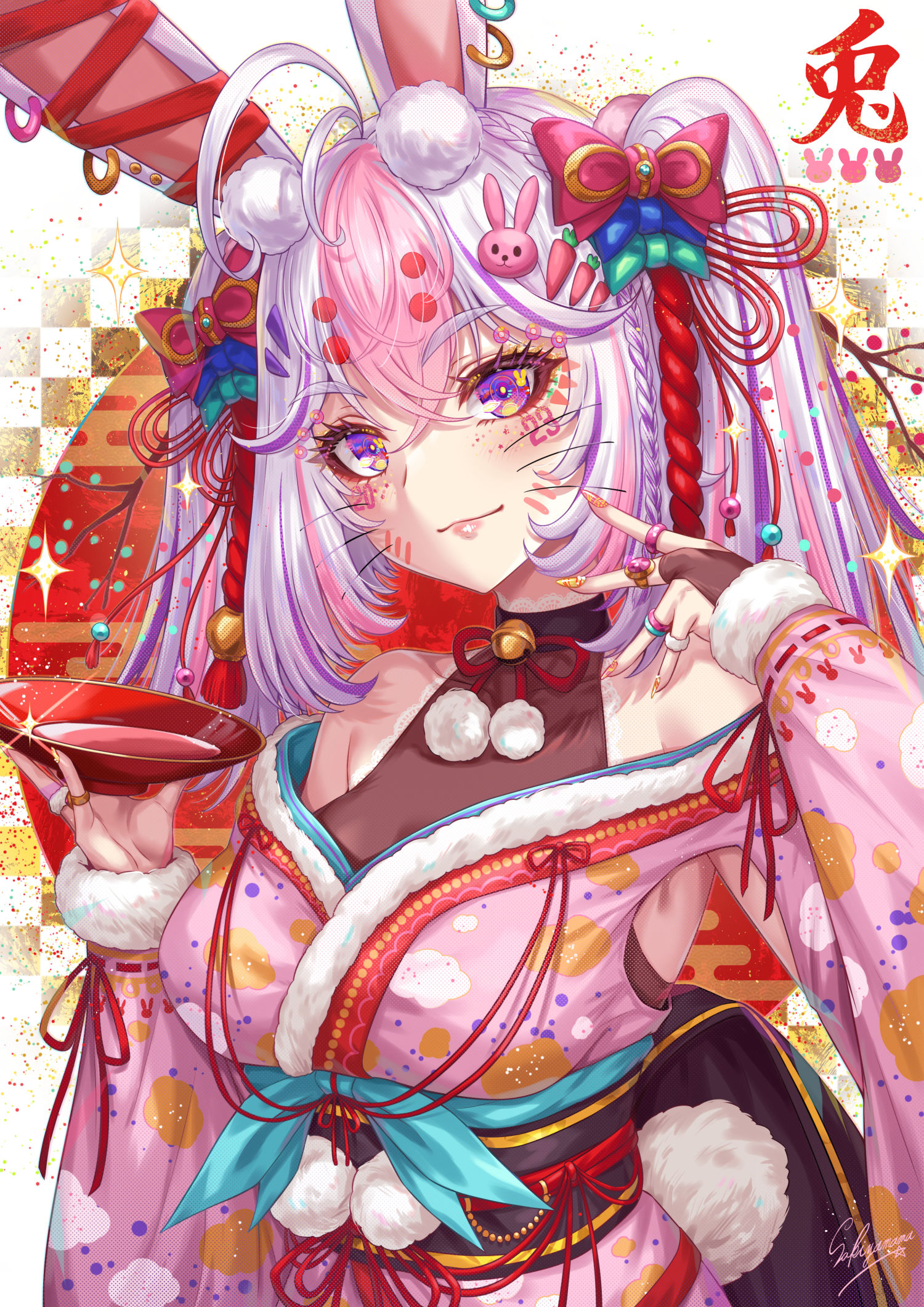 兎娘-原创庆祝过年的画