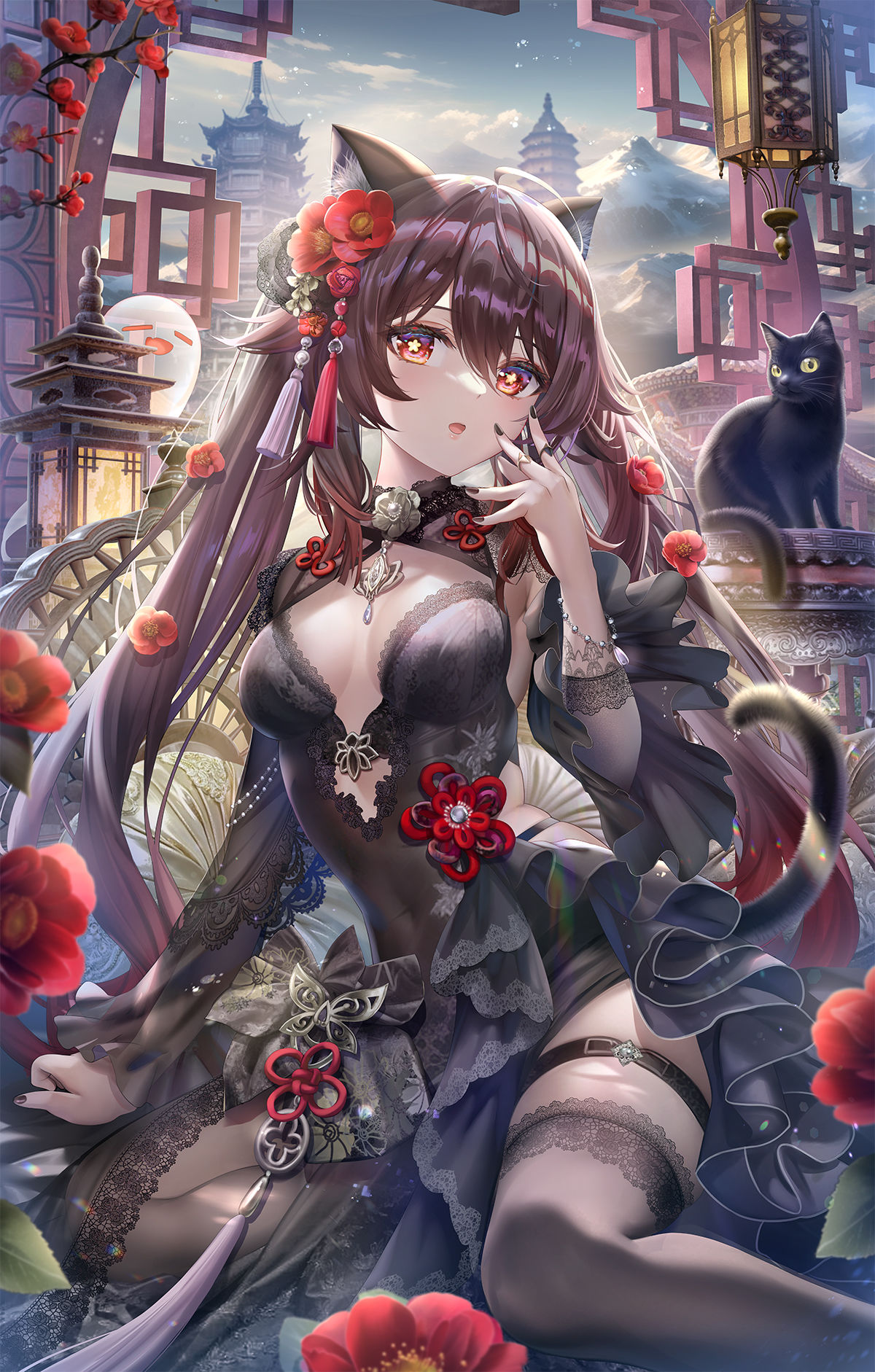 黒猫彼岸插画图片壁纸