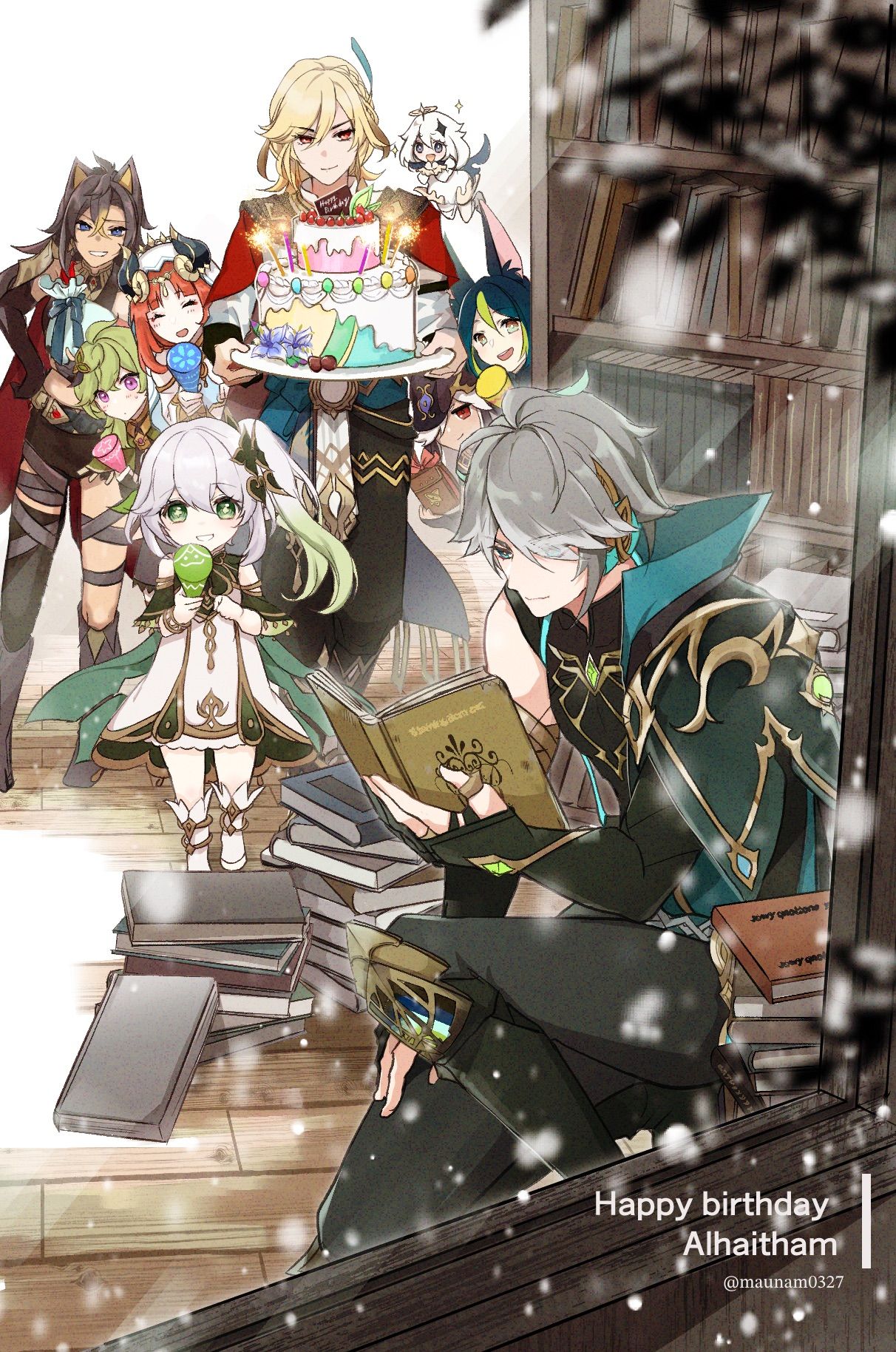 HAPPYBIRTHDAY ALHAITHAM！插画图片壁纸