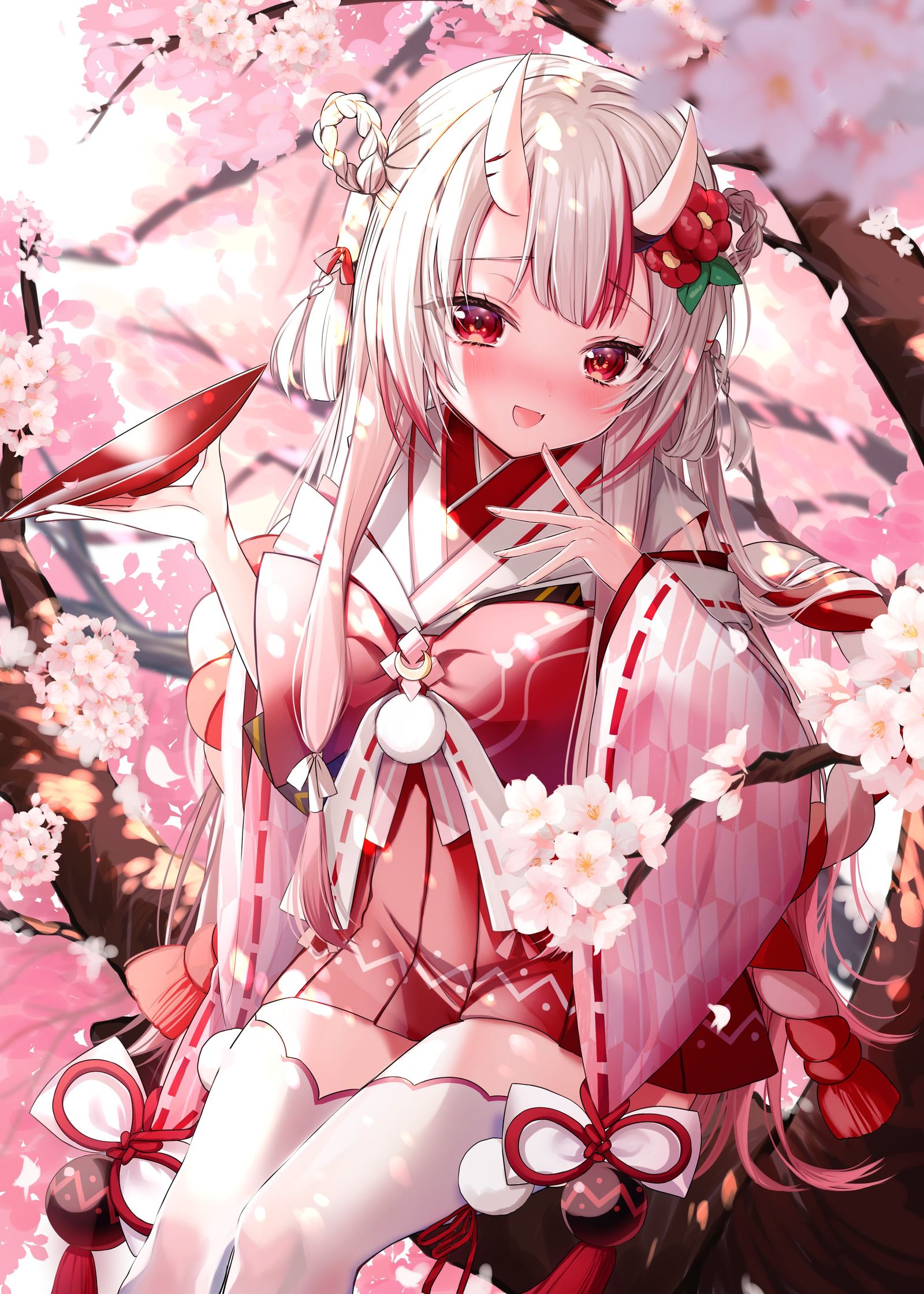 小姐和樱花插画图片壁纸