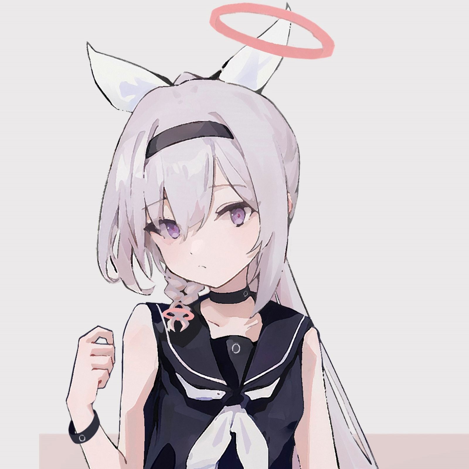 夏装+马尾辫插画图片壁纸