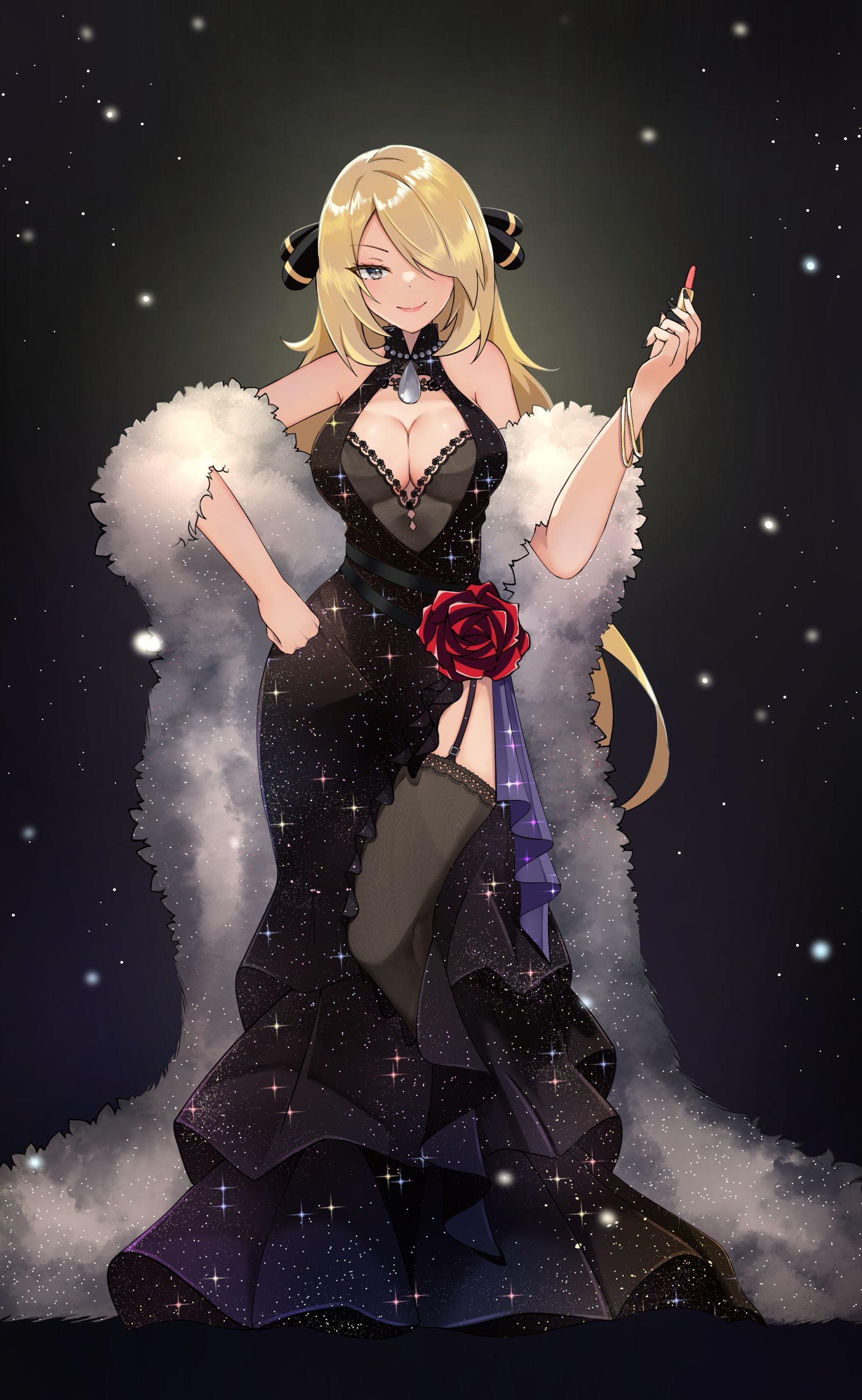 派对礼服的白娜插画图片壁纸