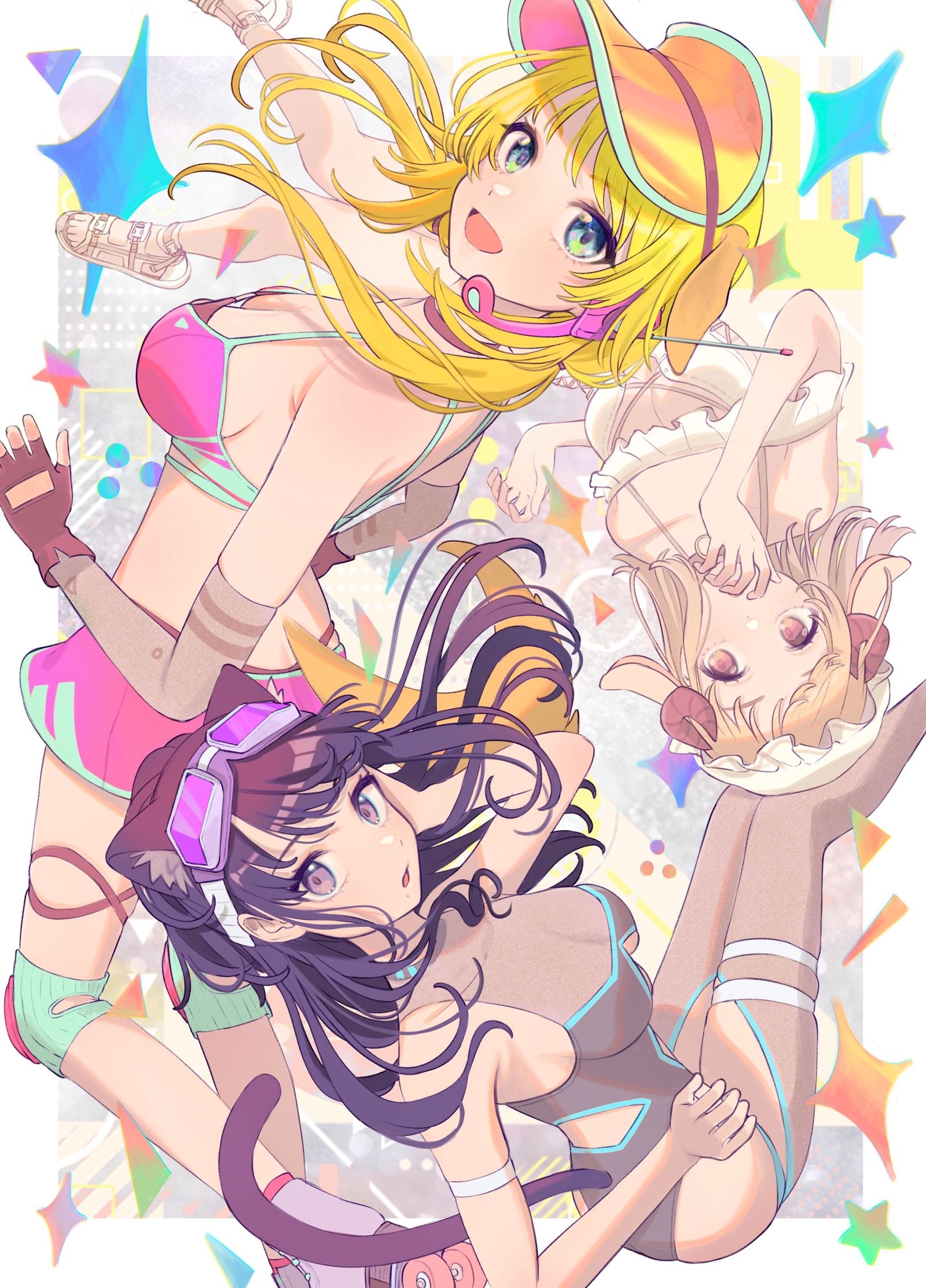 兽耳泳装插画图片壁纸