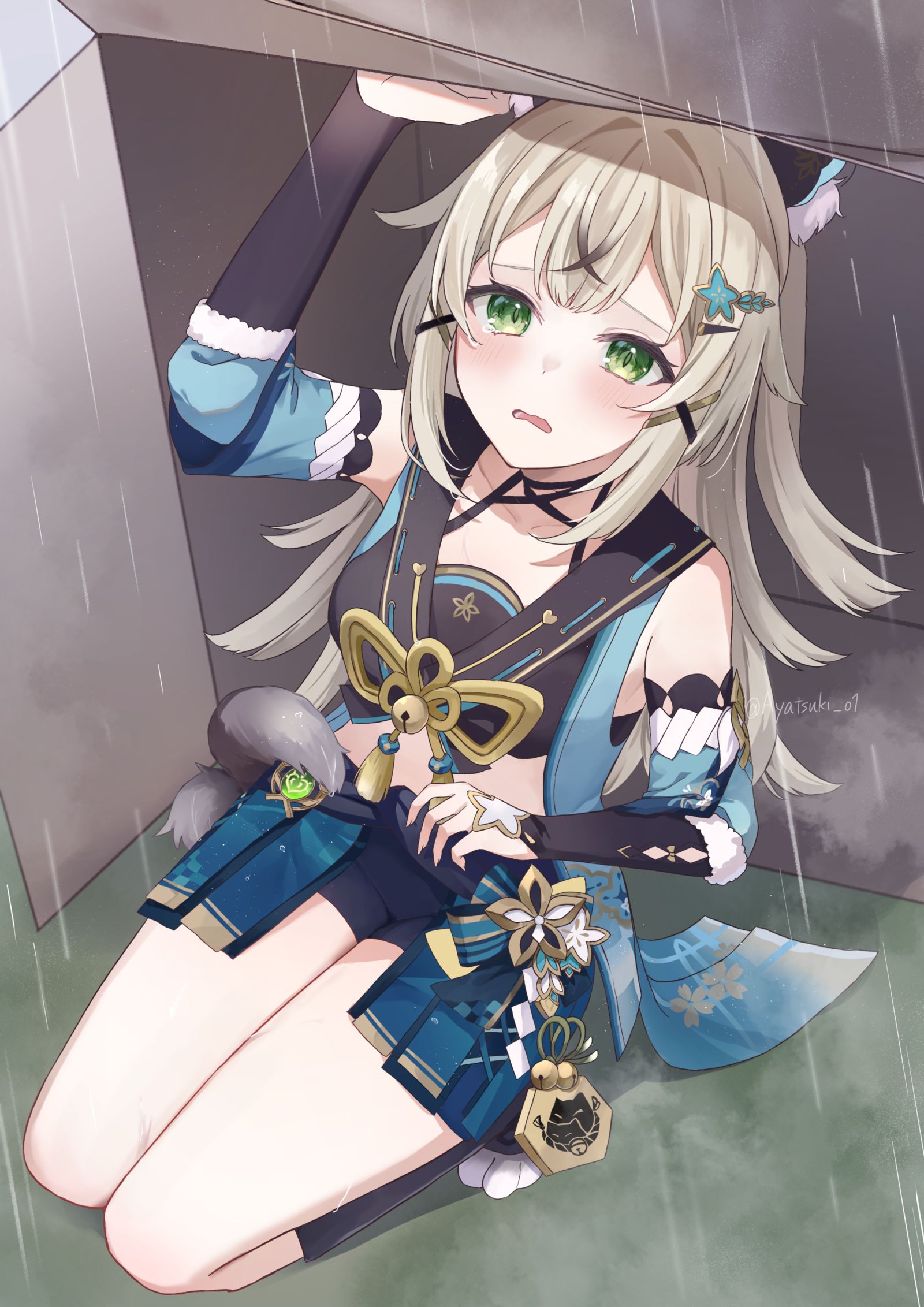 雨天的绮良插画图片壁纸