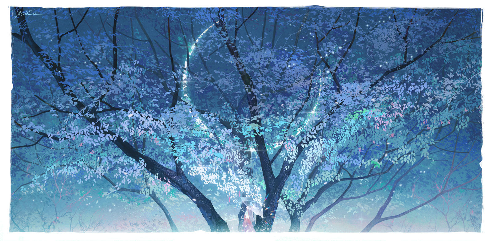 只有一个月亮插画图片壁纸