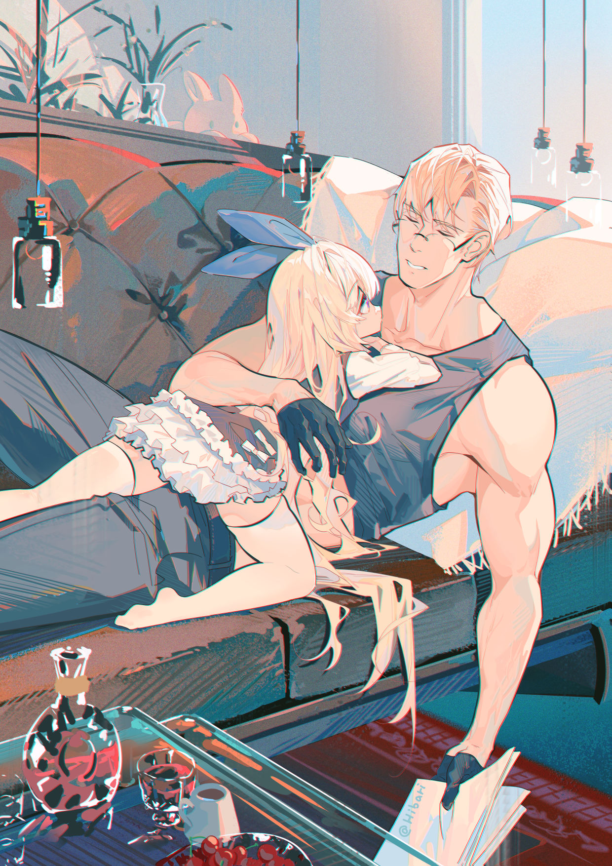 父慈女孝的美好家庭插画图片壁纸