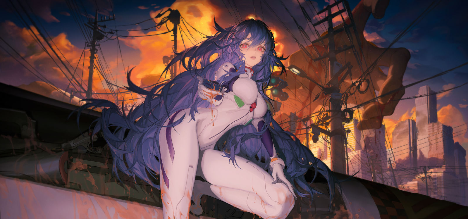 夏日黄昏别样红插画图片壁纸