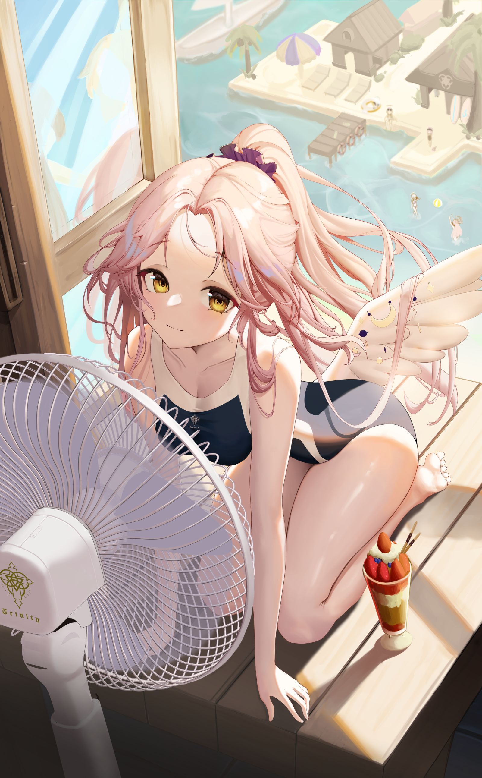 游泳衣酱的橘子插画图片壁纸