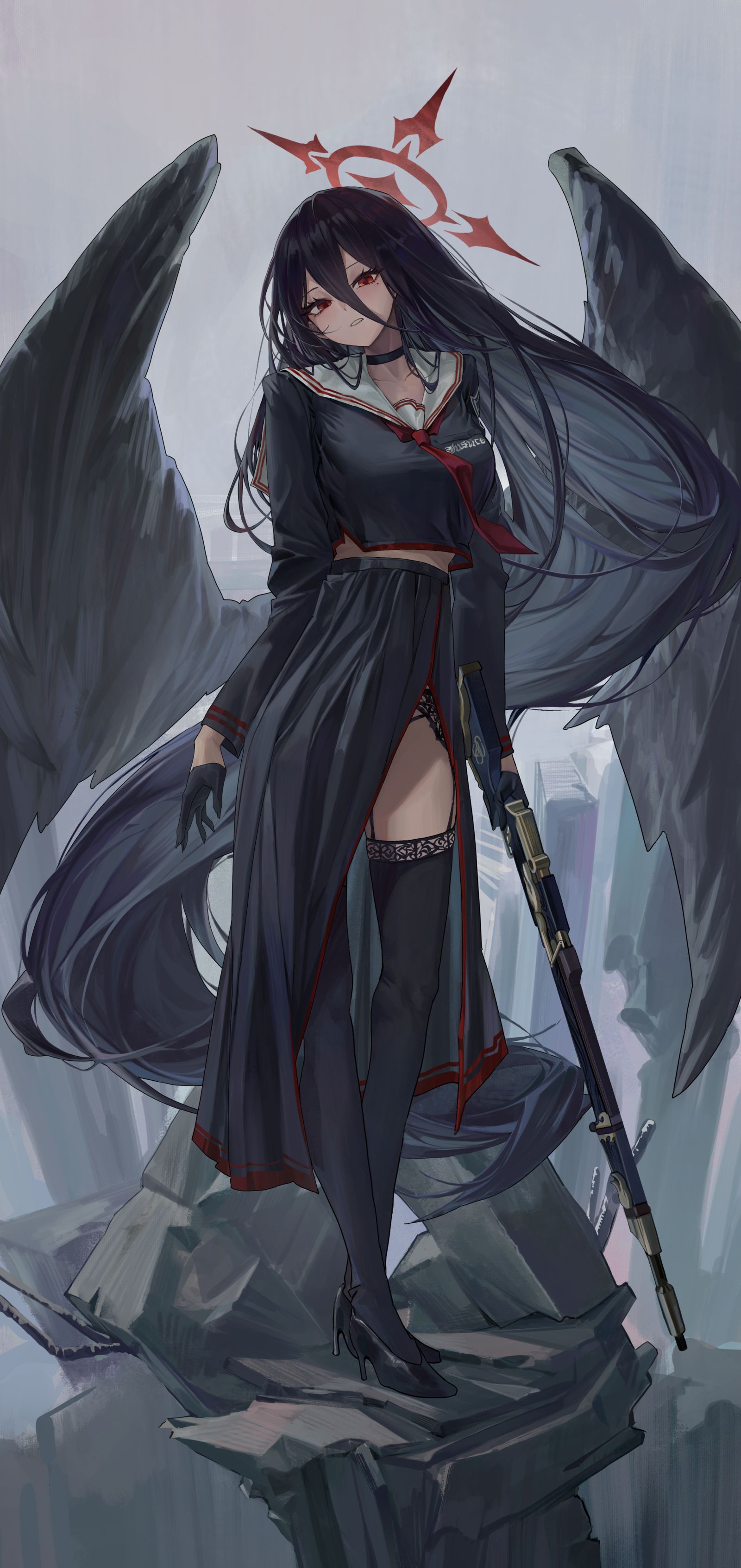 羽川荷叶插画图片壁纸