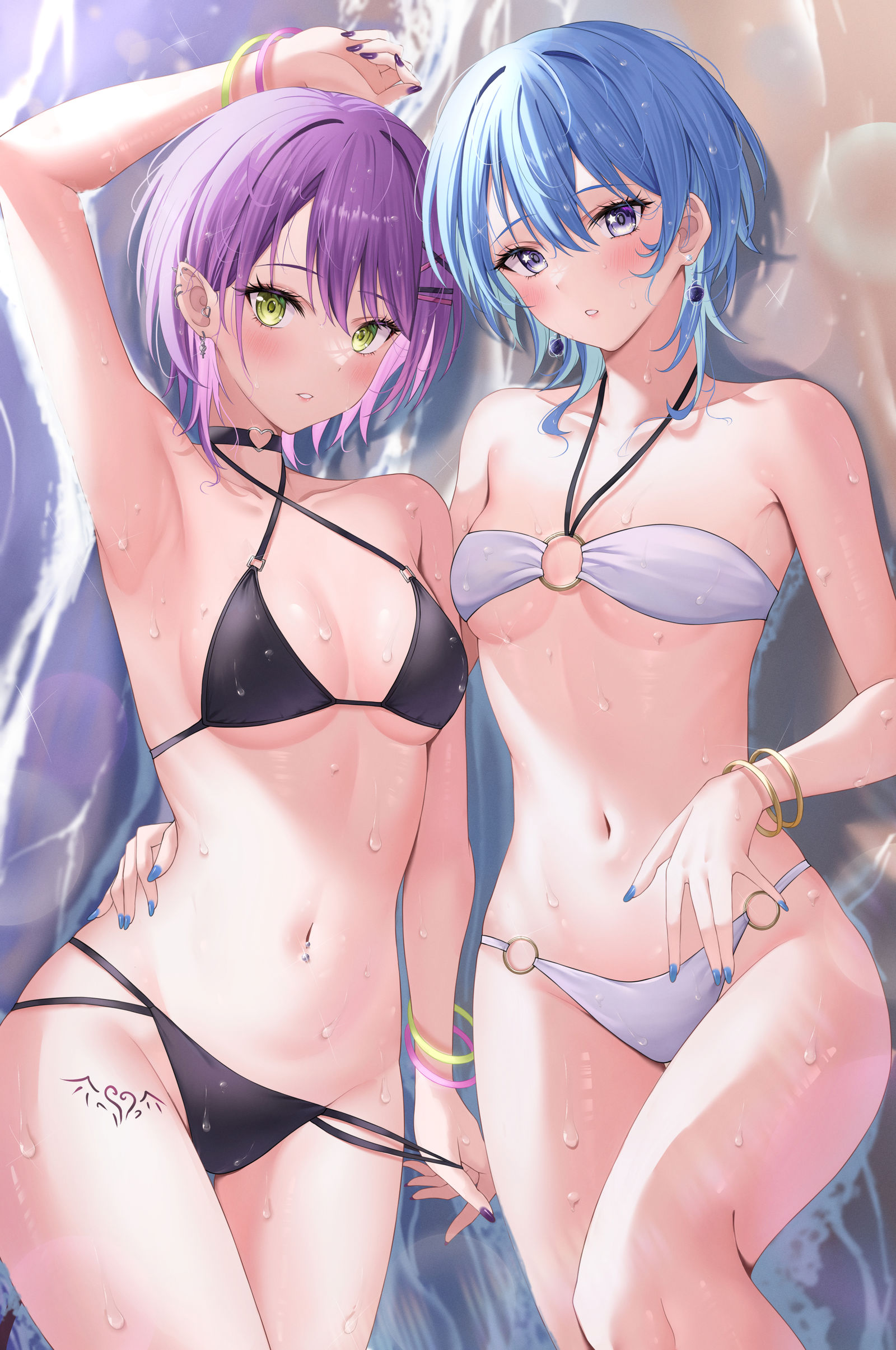 蓝宝石和紫水晶插画图片壁纸