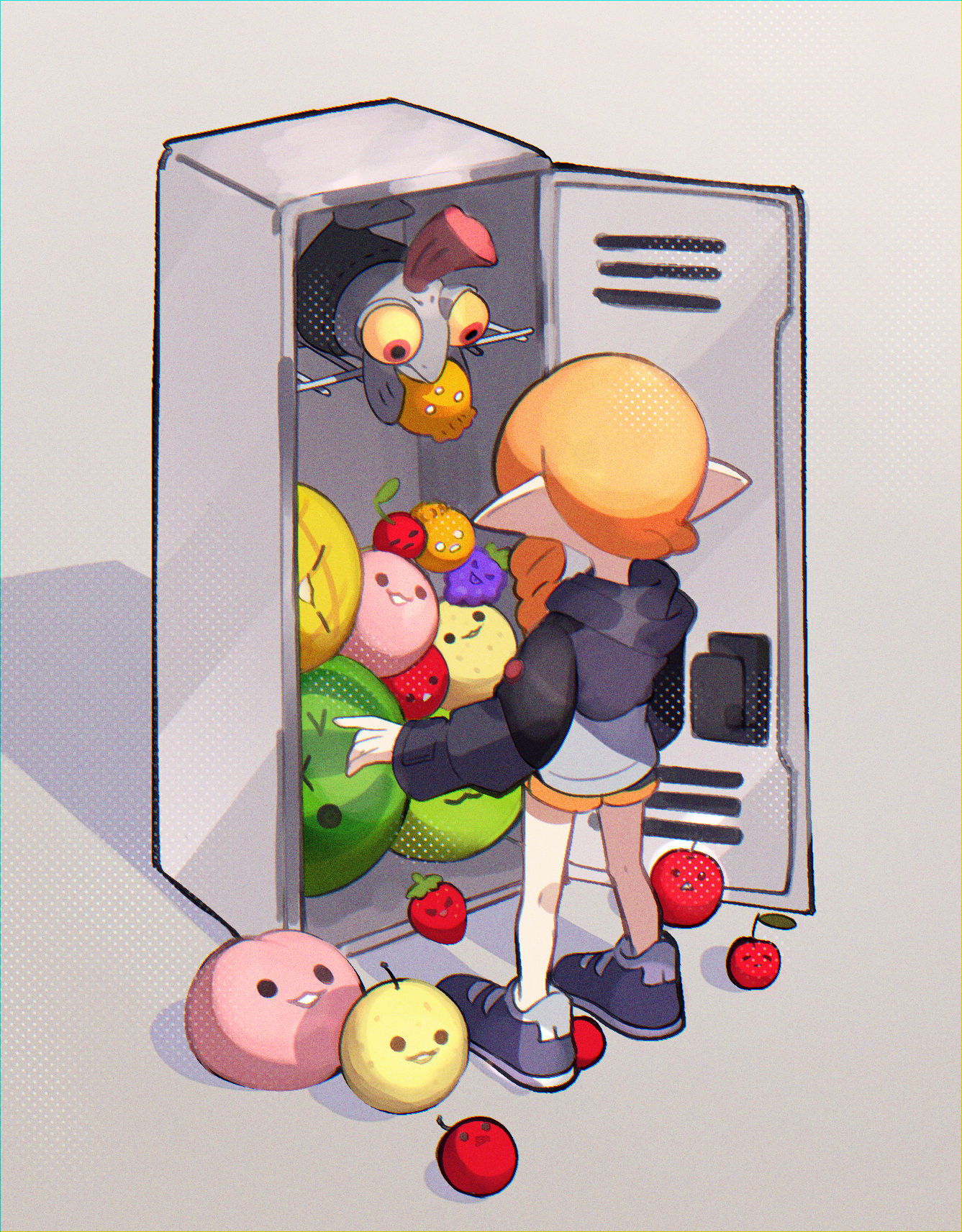 打开柜子就在玩西瓜游戏插画图片壁纸